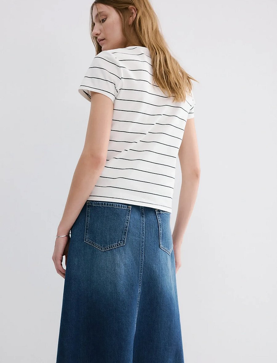 Mango - Striped cotton T-shirt - t-shirts - natural white - 2