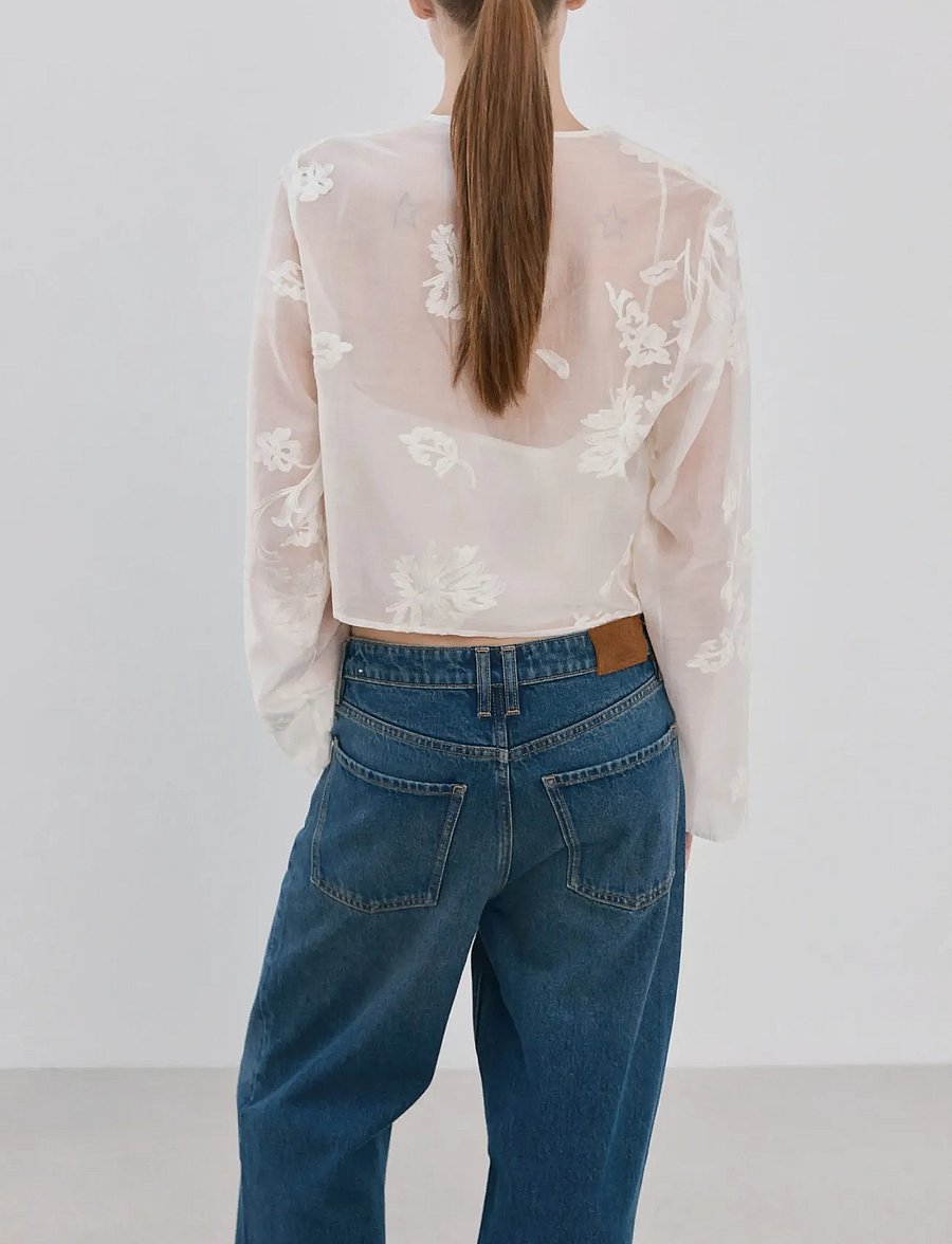 Mango - Lyocell blouse with floral embroidery - langærmede bluser - natural white - 2