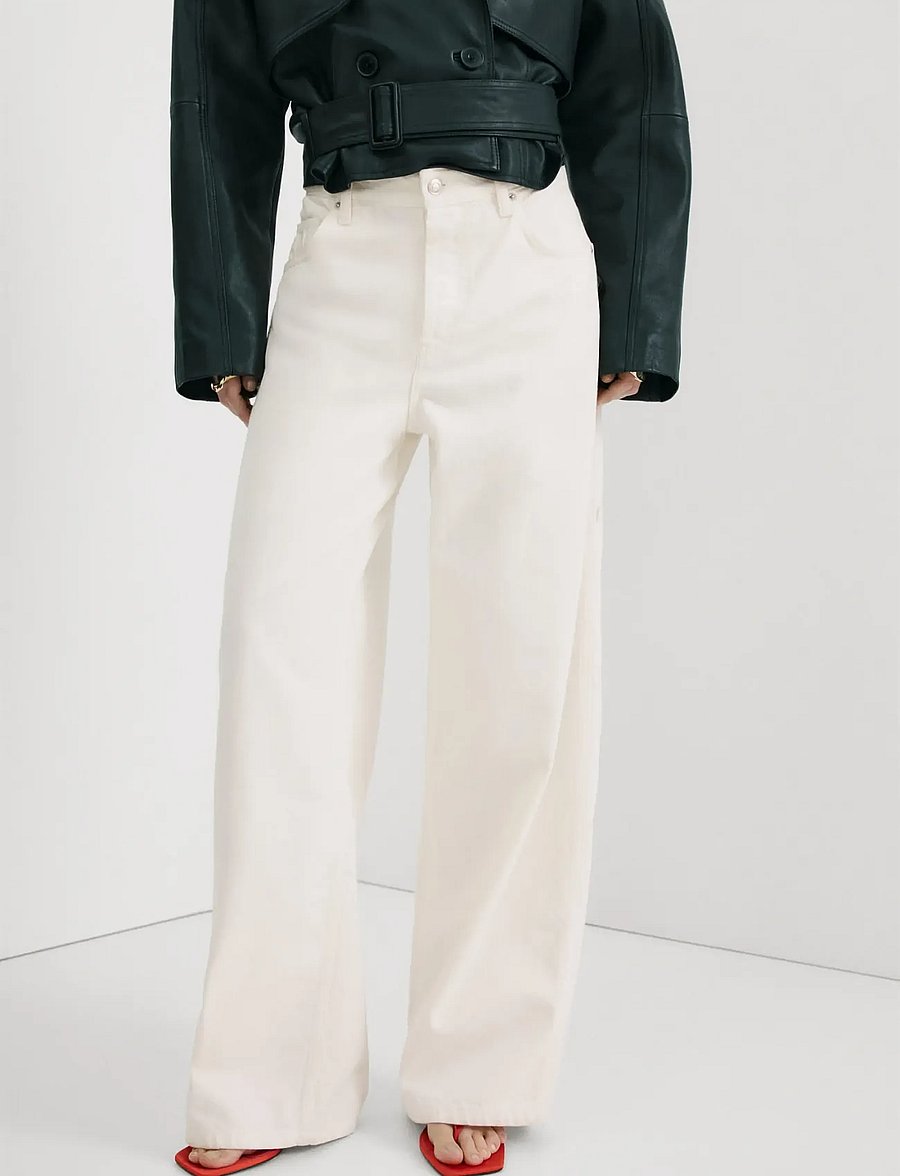 Mango - Low-rise balloon jeans - barrel jeans - white - 0
