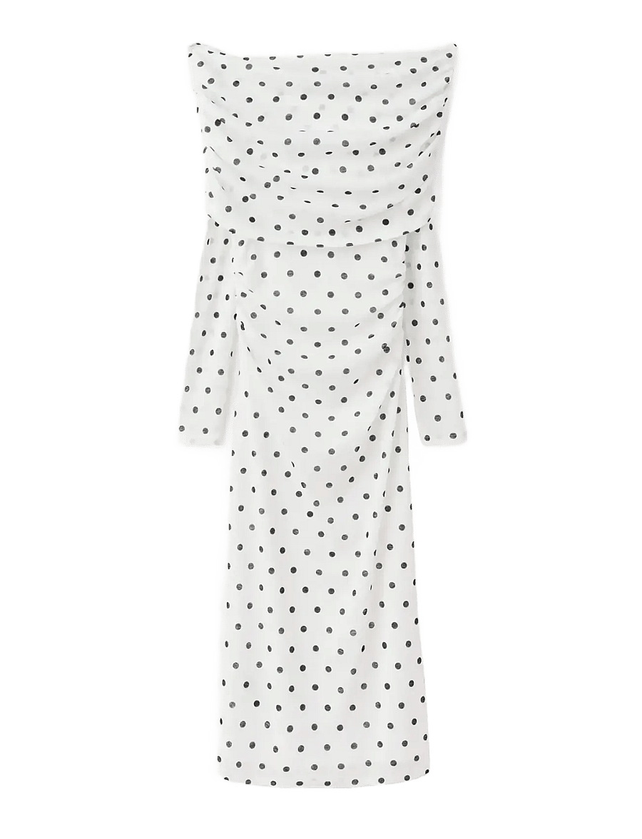 Mango - Polka dot bandeau dress - cocktailklänningar - white - 1