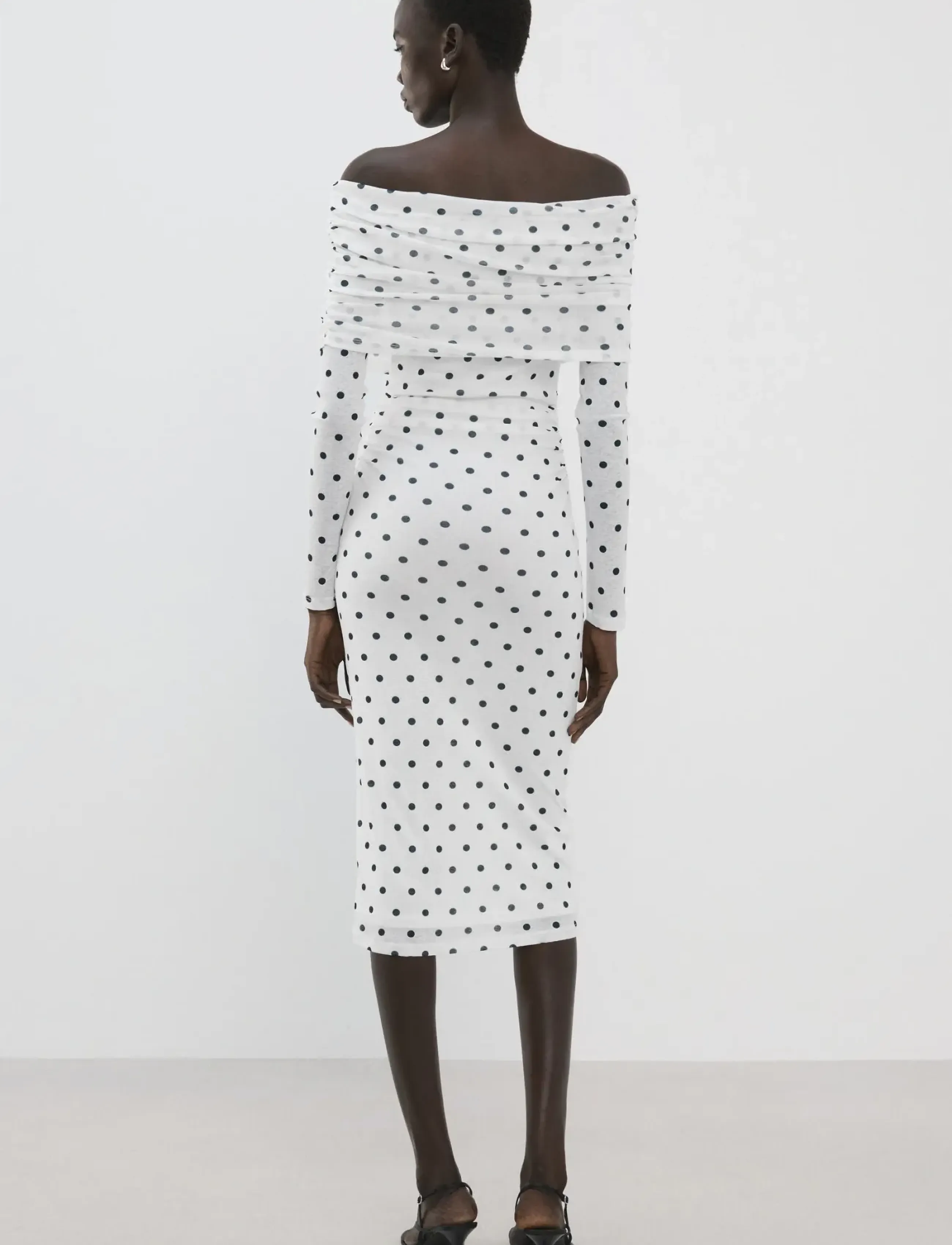 Mango - Polka dot bandeau dress - kokteilikleidid - white - 2