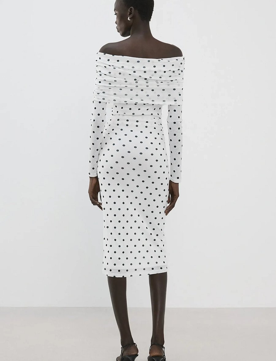 Mango - Polka dot bandeau dress - cocktailklänningar - white - 2