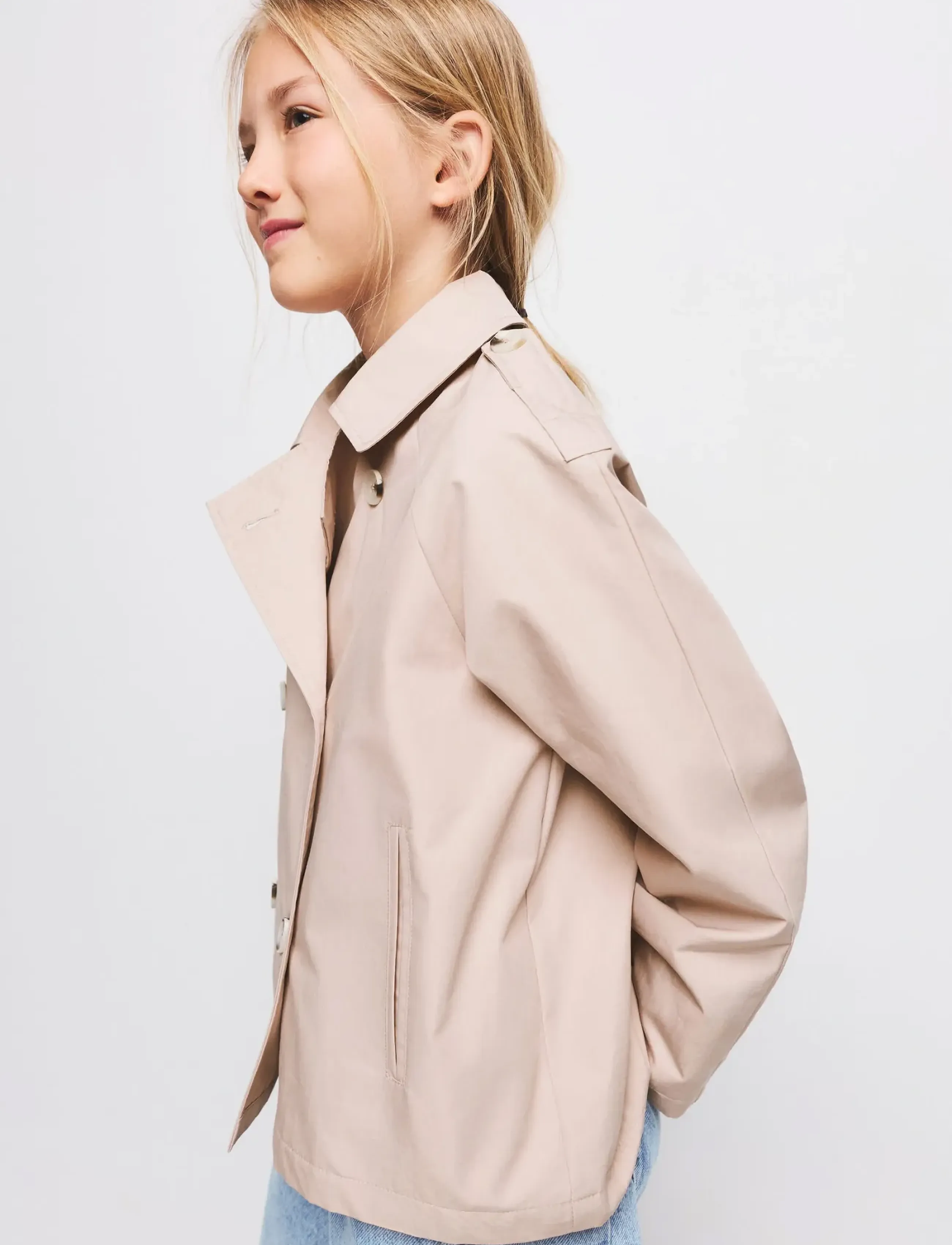Mango Double-Breasted Trench Coat, 152, Jackets & Coats, Rosa - Kinder