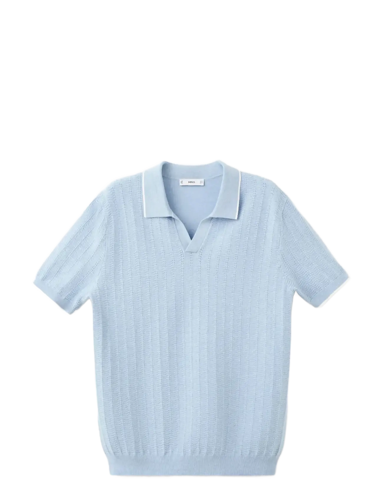 Mango Structured fine-knit polo shirt - Stickade pikéer - LT-PASTEL BLUE / blue