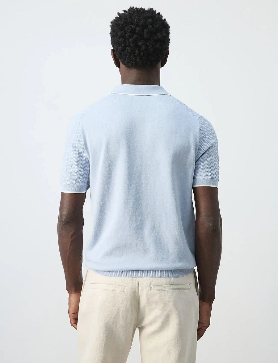 Mango - Structured fine-knit polo shirt - stickade pikéer - lt-pastel blue - 2