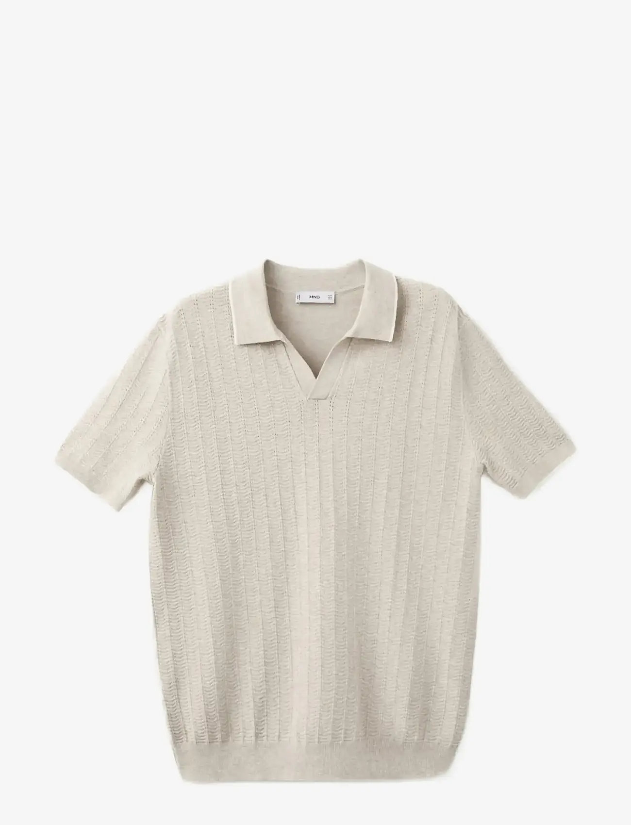 Mango - Structured fine-knit polo shirt - mehed - lt pastel brown - 1