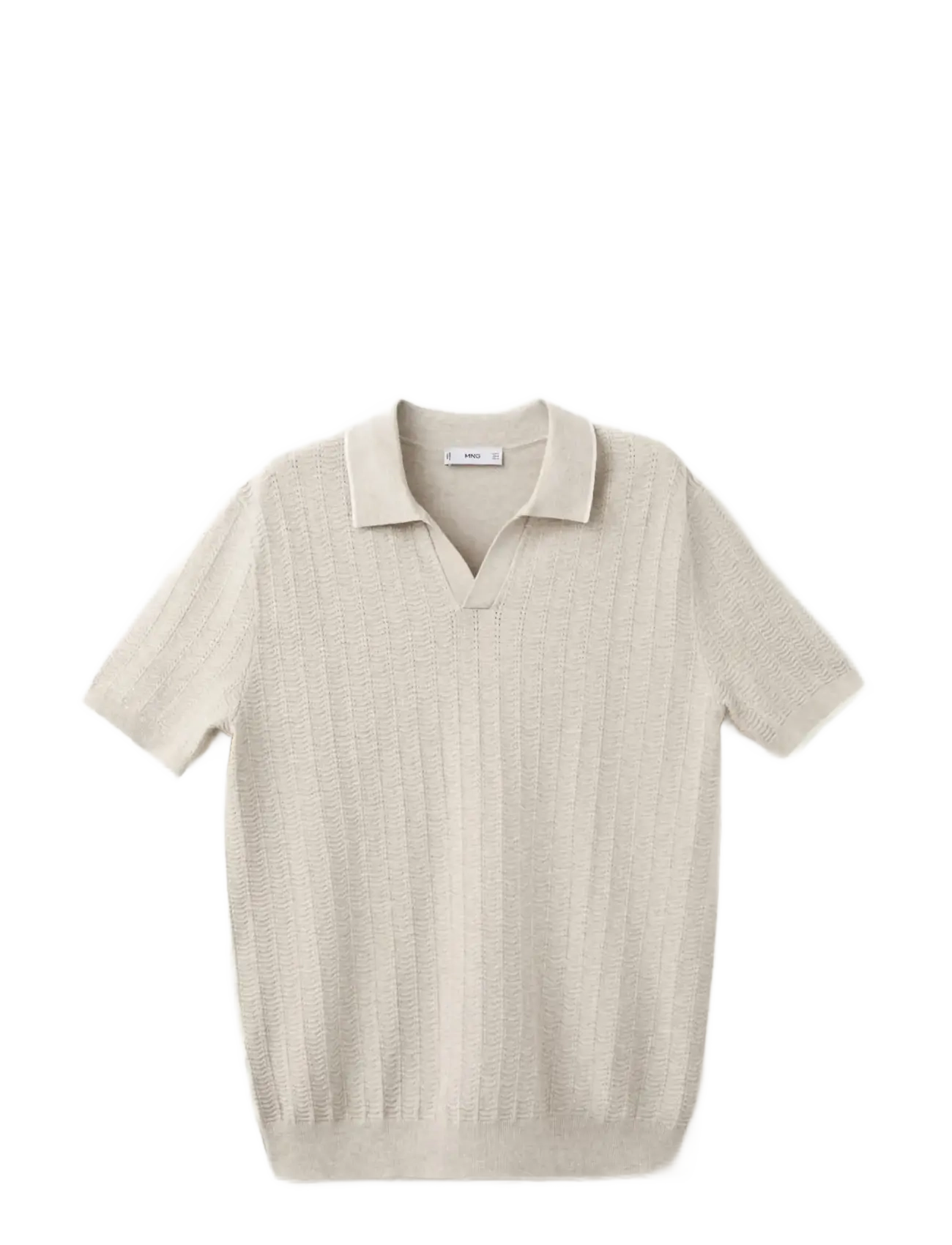Mango Structured fine-knit polo shirt - Riided - LT PASTEL BROWN / beige