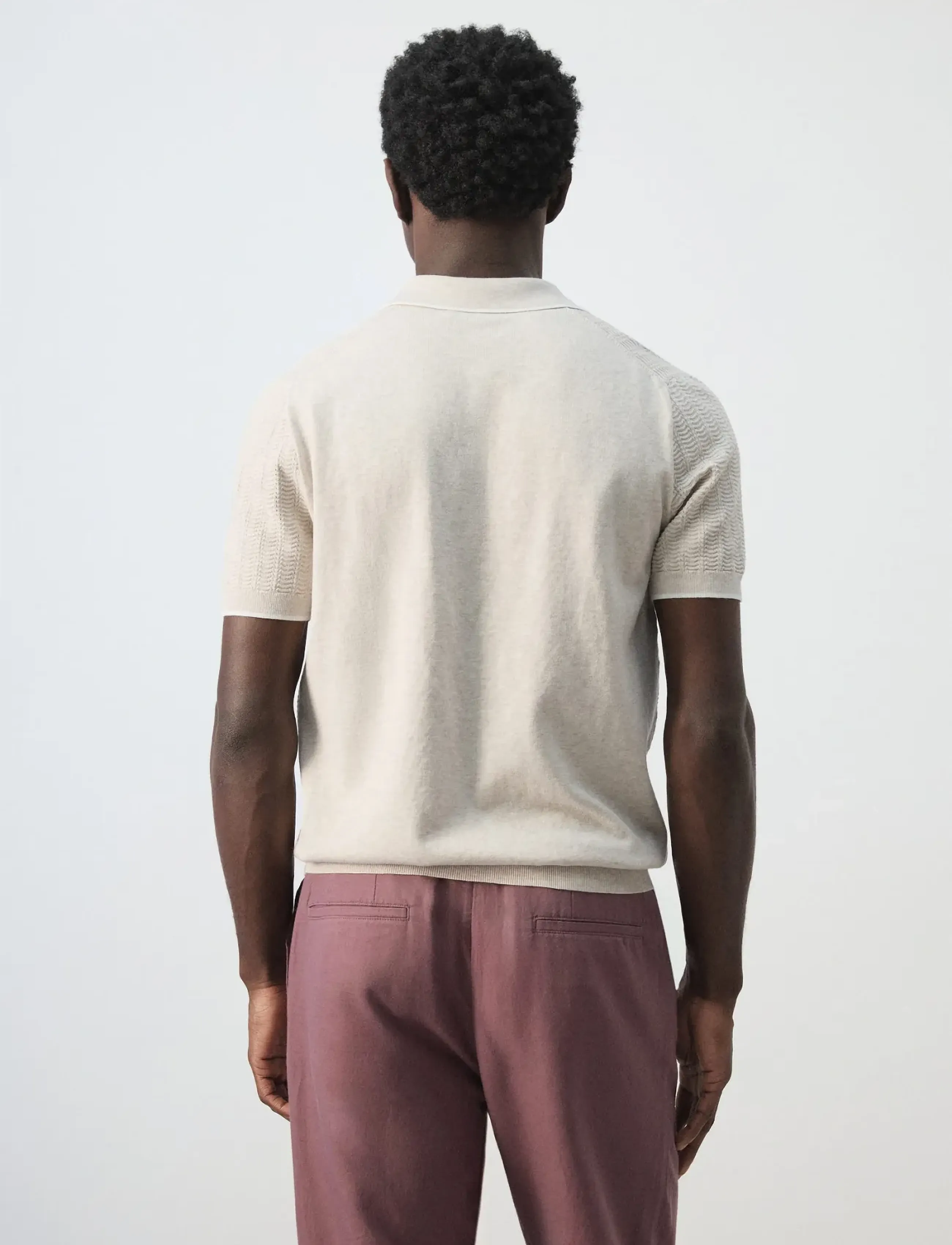 Mango - Structured fine-knit polo shirt - strikkede poloer - lt pastel brown - 2