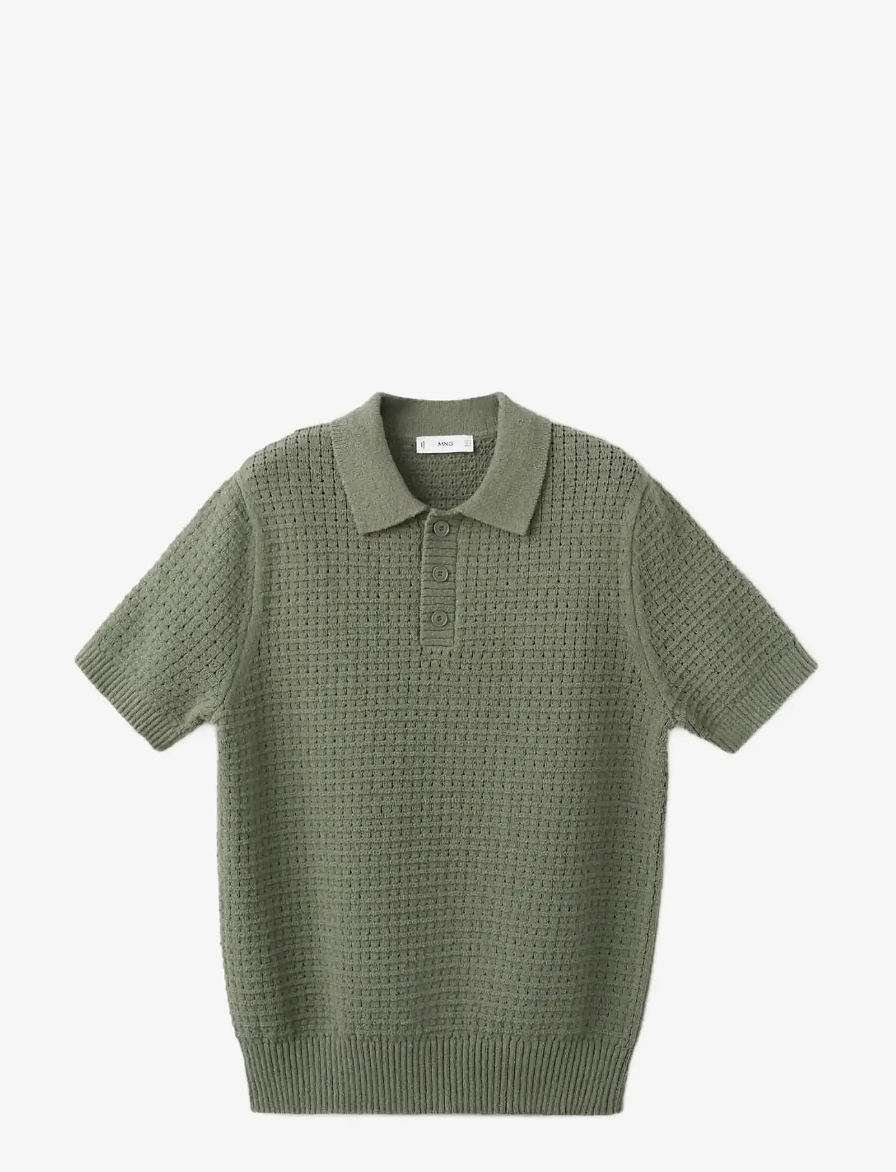 Mango - Waffle knit polo - laveste priser - medium green - 1