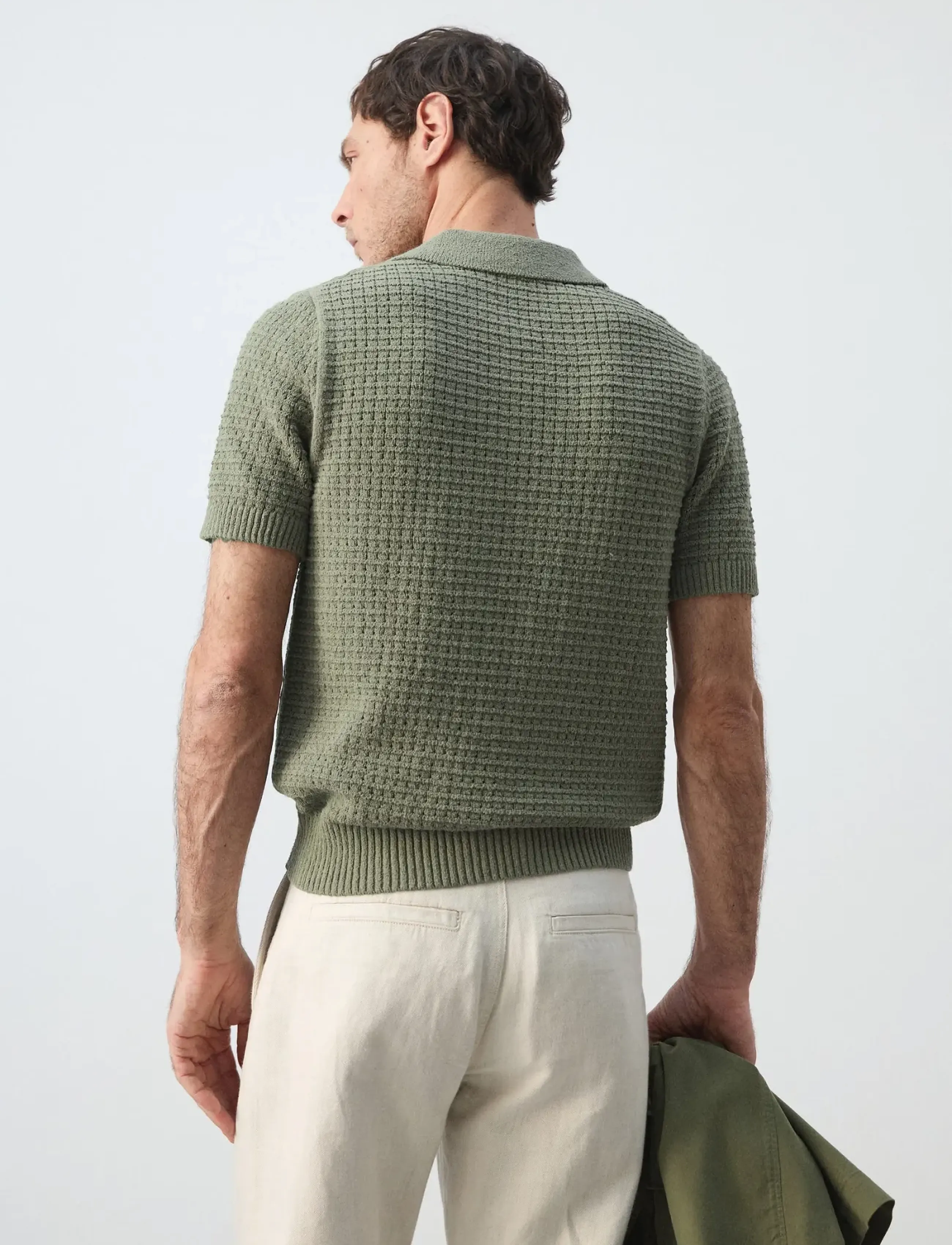 Mango - Waffle knit polo - kurzärmelig - medium green - 2