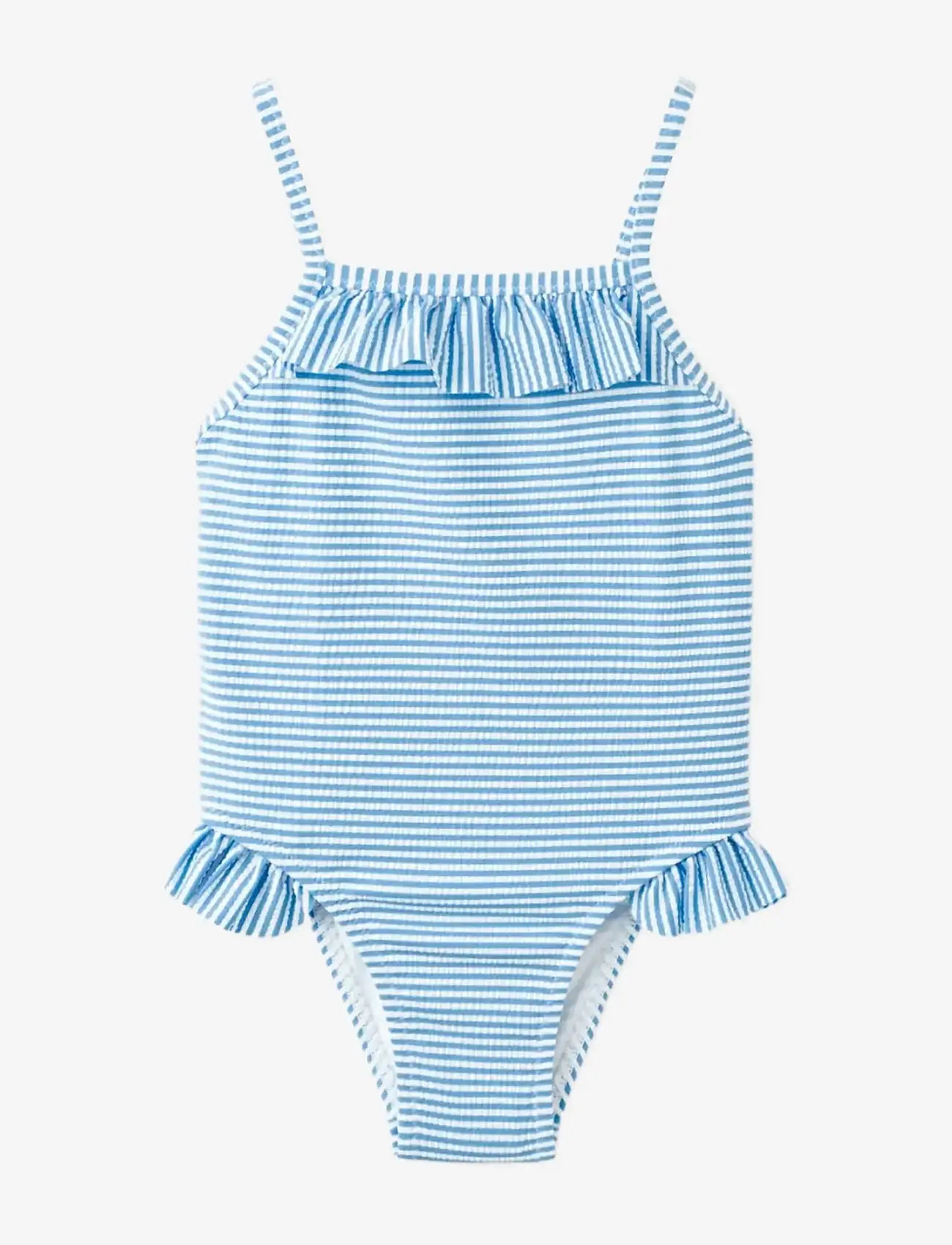Mango - Ruffled striped swimsuit - badedragter - medium blue - 0