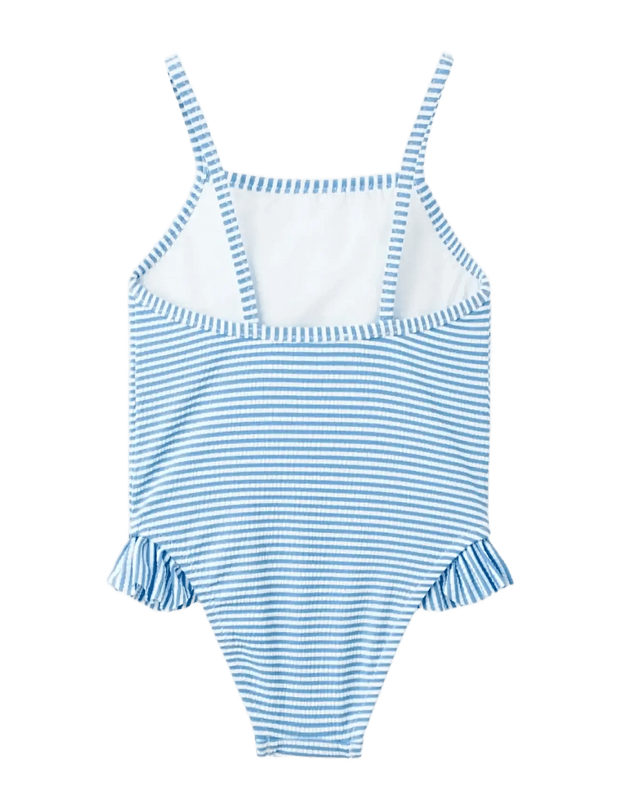 Mango - Ruffled striped swimsuit - badedragter - medium blue - 1