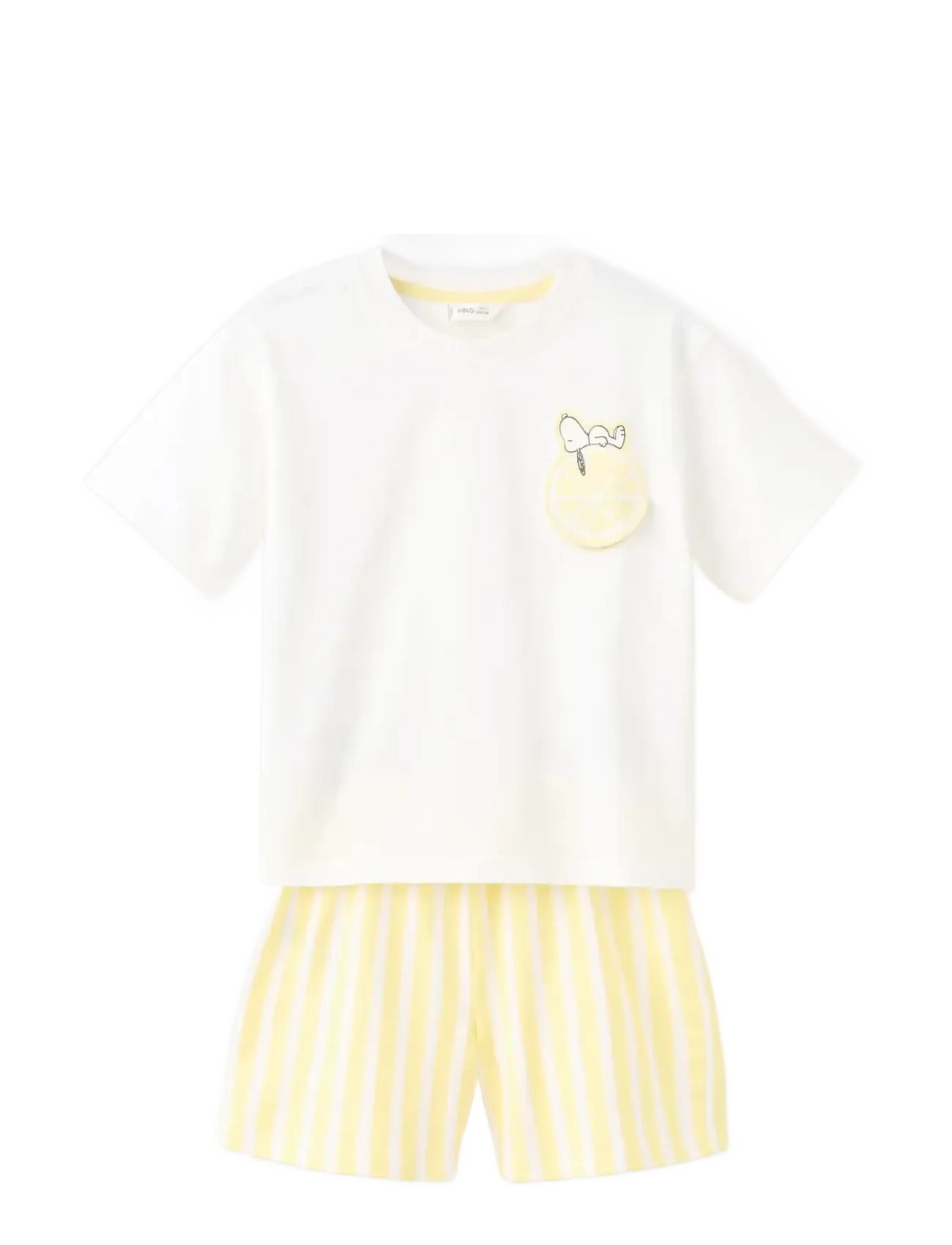 Mango Snoopy Short Pyjamas, 2-3, Yellow, Pyjamas > Pyjamas-Sæt, Børn
