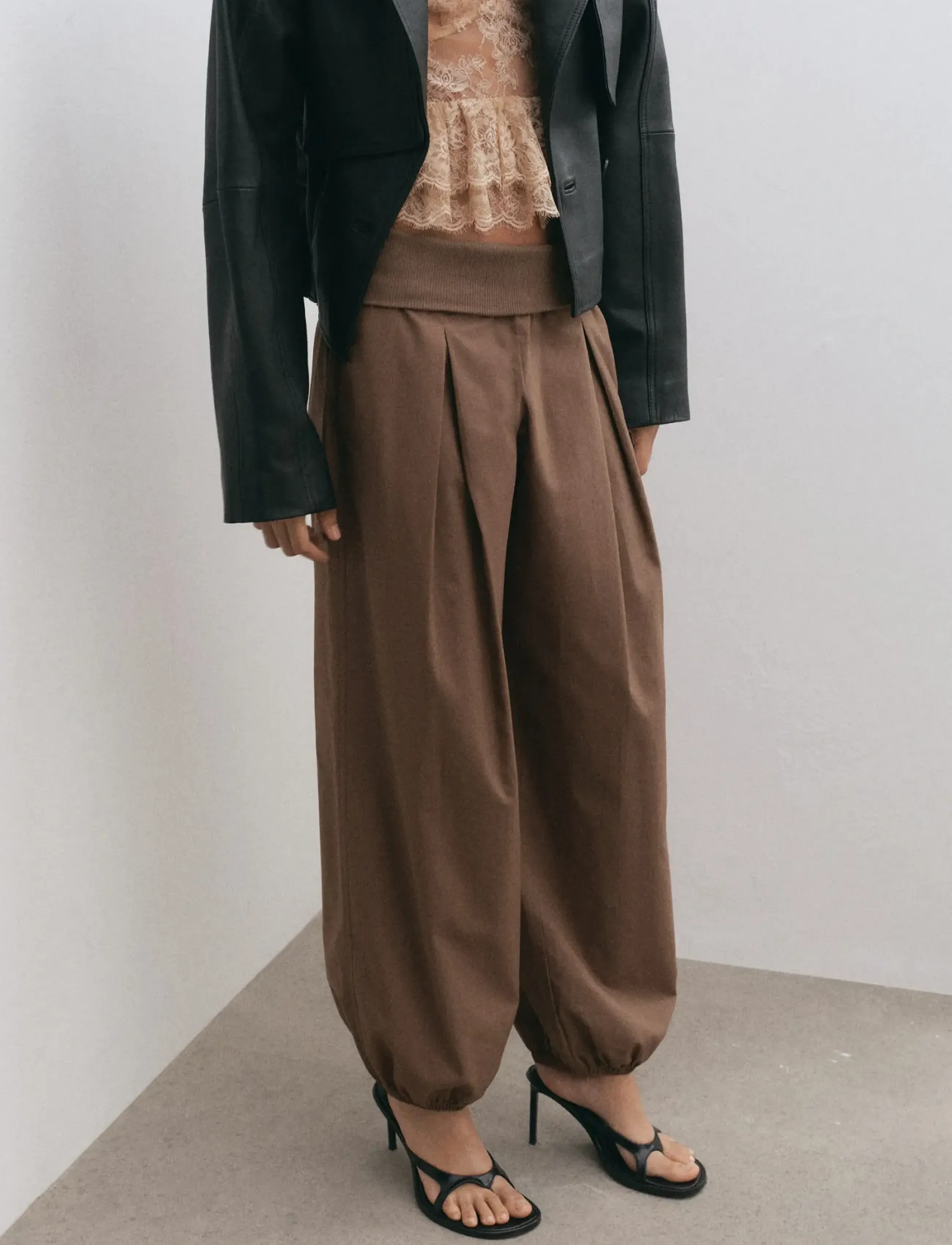 Mango High-Waisted Harem Pants, XS, Brown, Bukser > Brede Ben, Dame