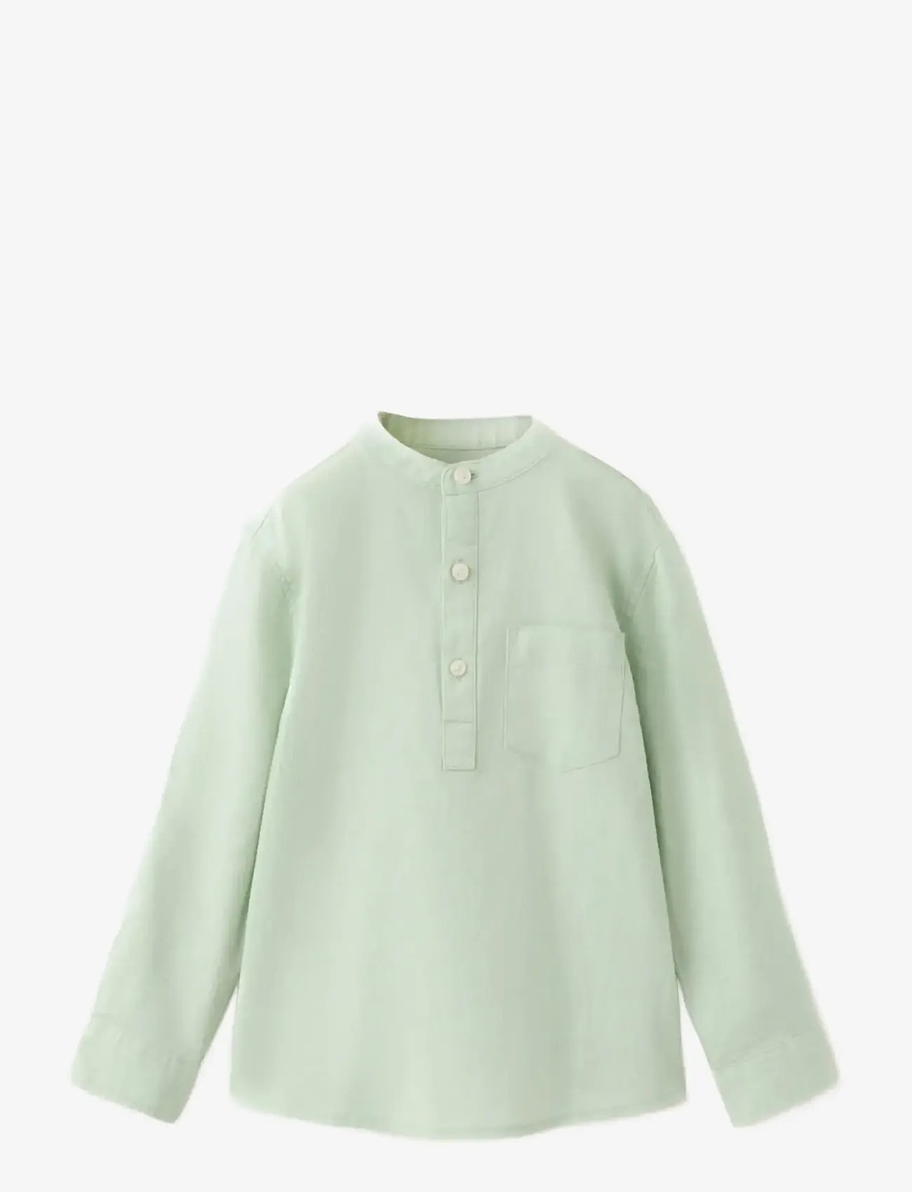 Mango - Pocket linen shirt - langærmede skjorter - green - 0