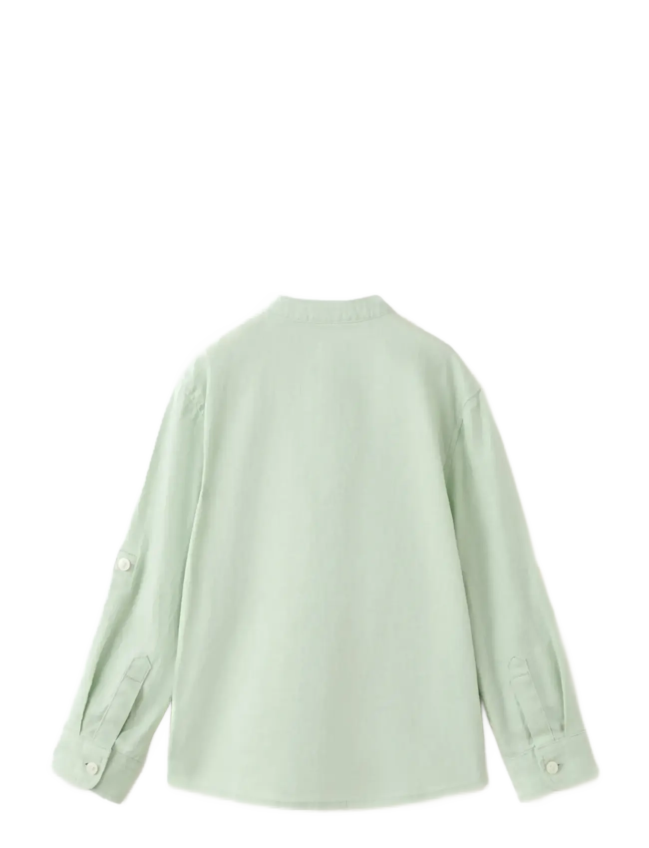 Mango - Pocket linen shirt - långärmade skjortor - green - 1