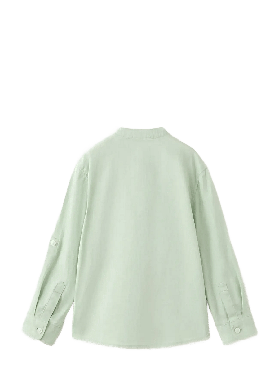 Mango - Pocket linen shirt - langärmlige hemden - green - 1