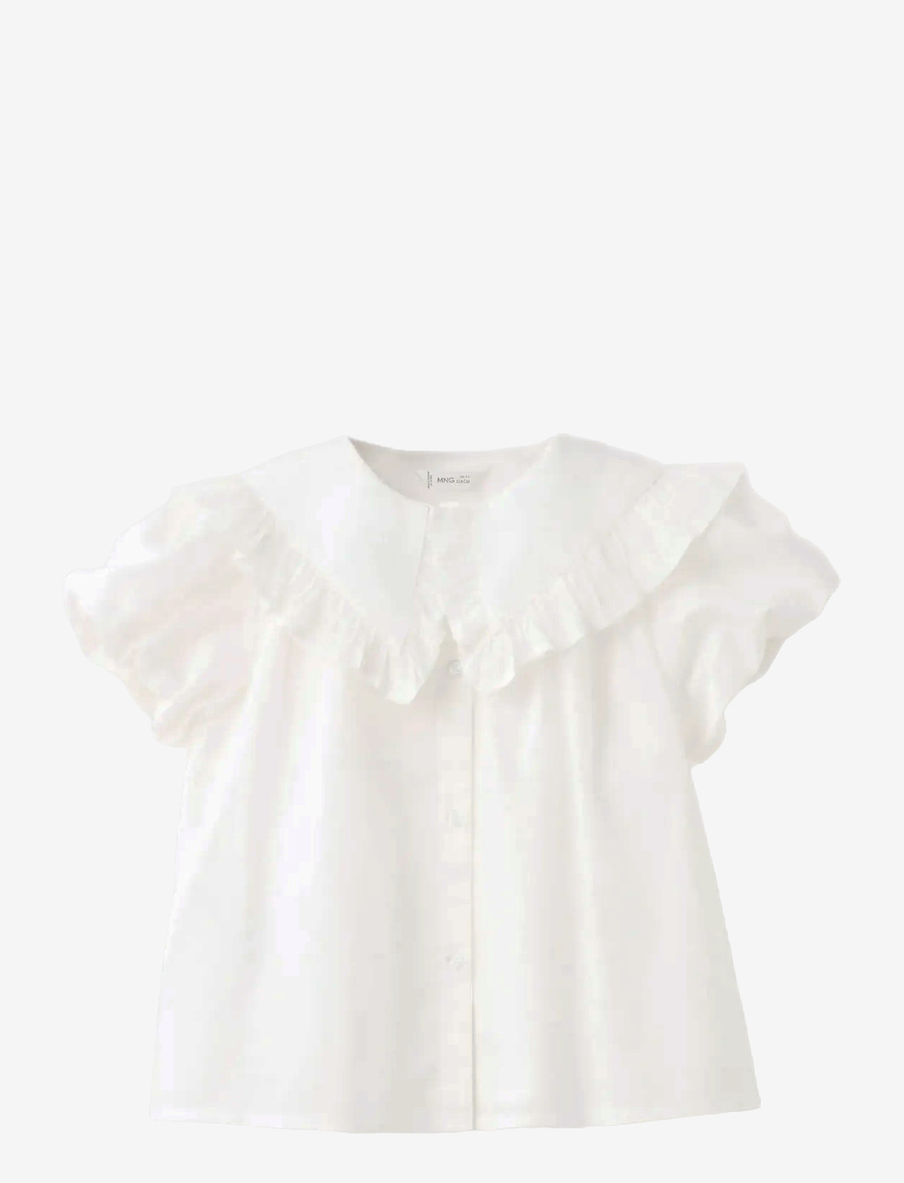 Mango - Ruffled cotton blouse - white - 0