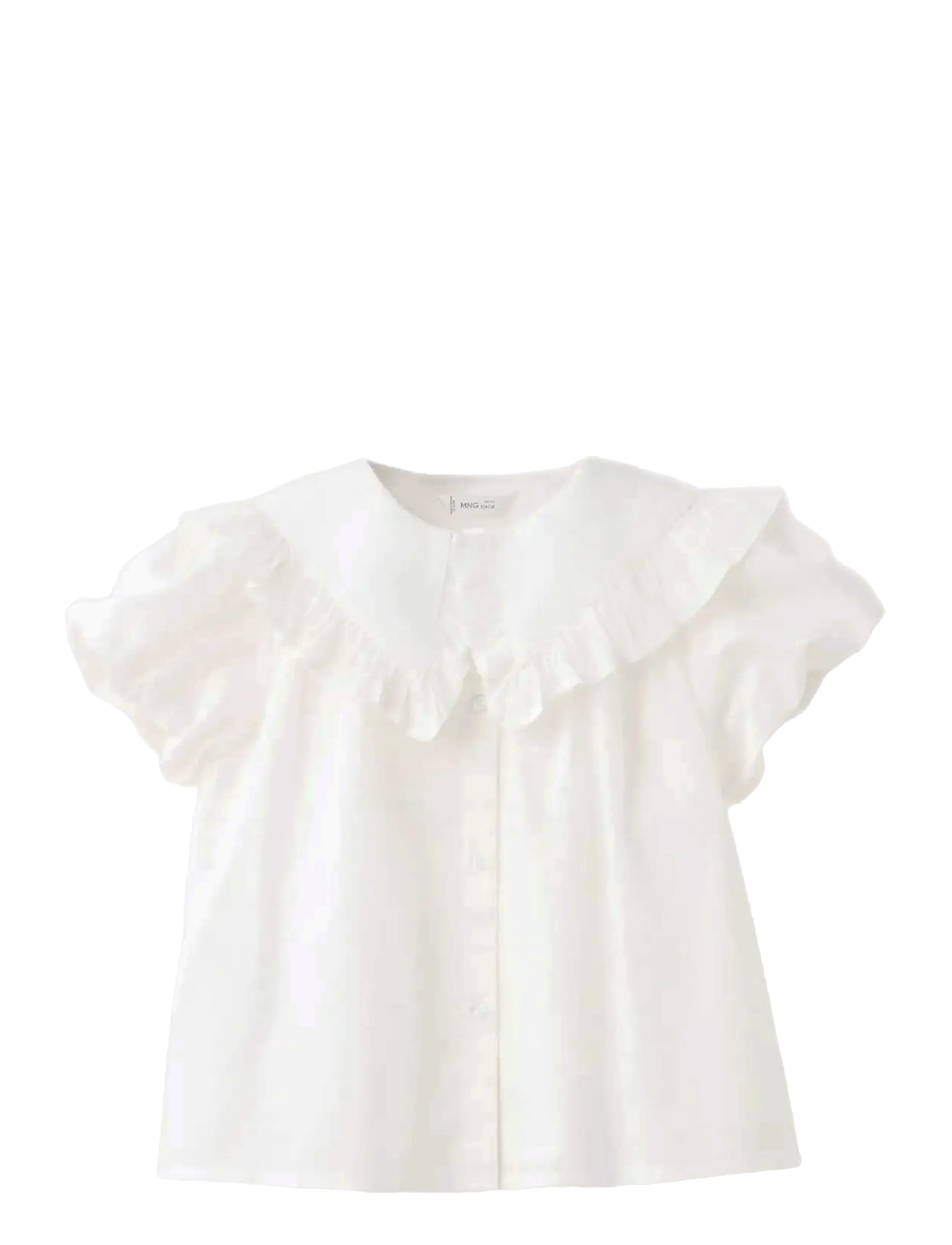 Mango Ruffled cotton blouse - Neuheiten - WHITE / white