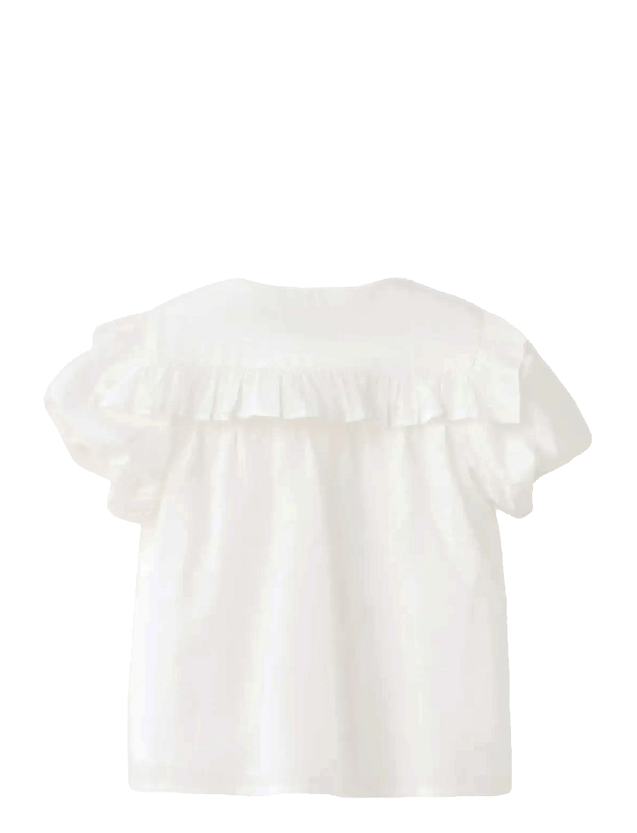 Mango - Ruffled cotton blouse - puserot & tunikat - white - 1