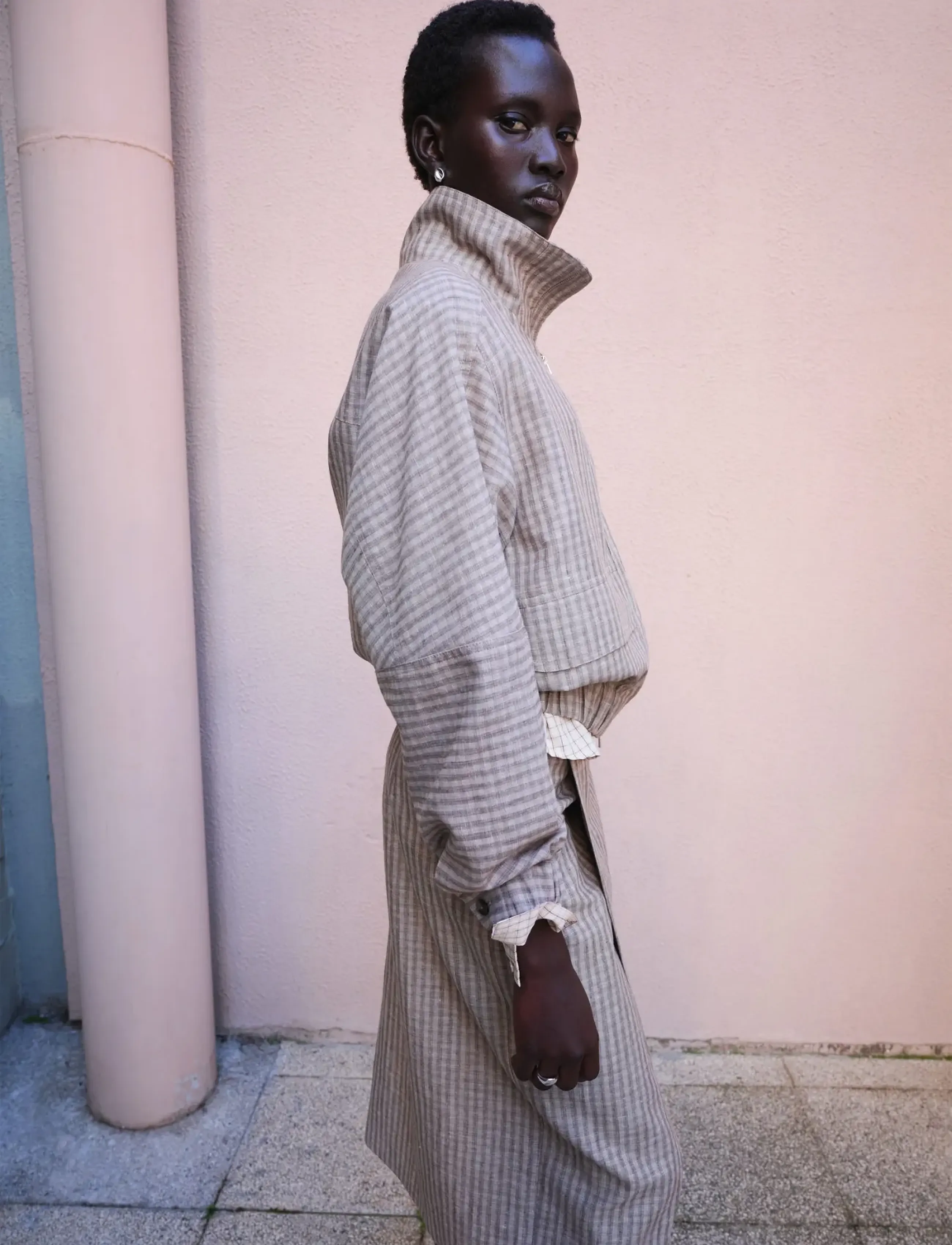 Mango Check wrap skirt - Mango - LT PASTEL GREY / beige