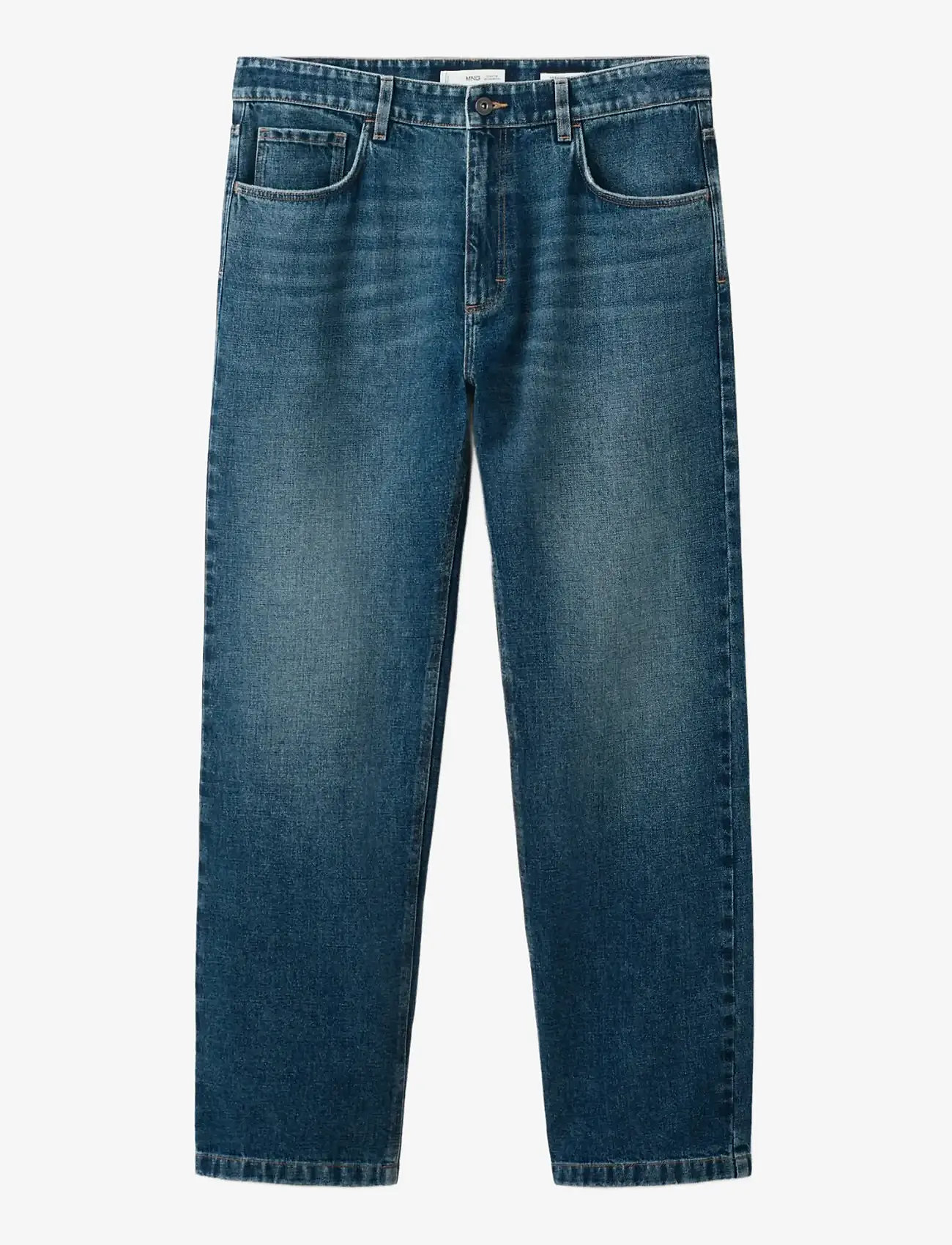 Mango - Straight fit cotton-linen jeans - bukser & jeans - open blue - 1