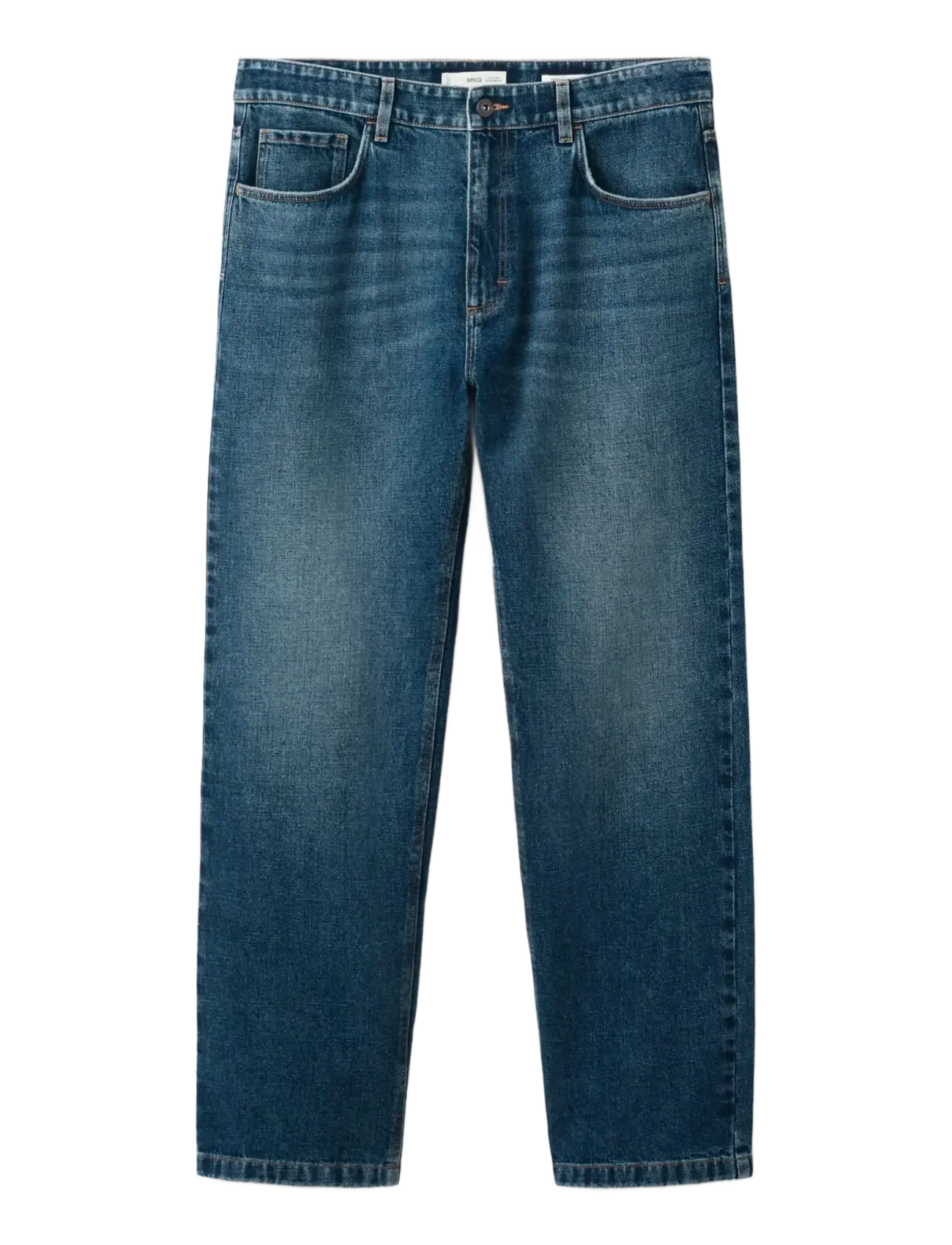 Mango Straight fit cotton-linen jeans - Kläder - OPEN BLUE / blue