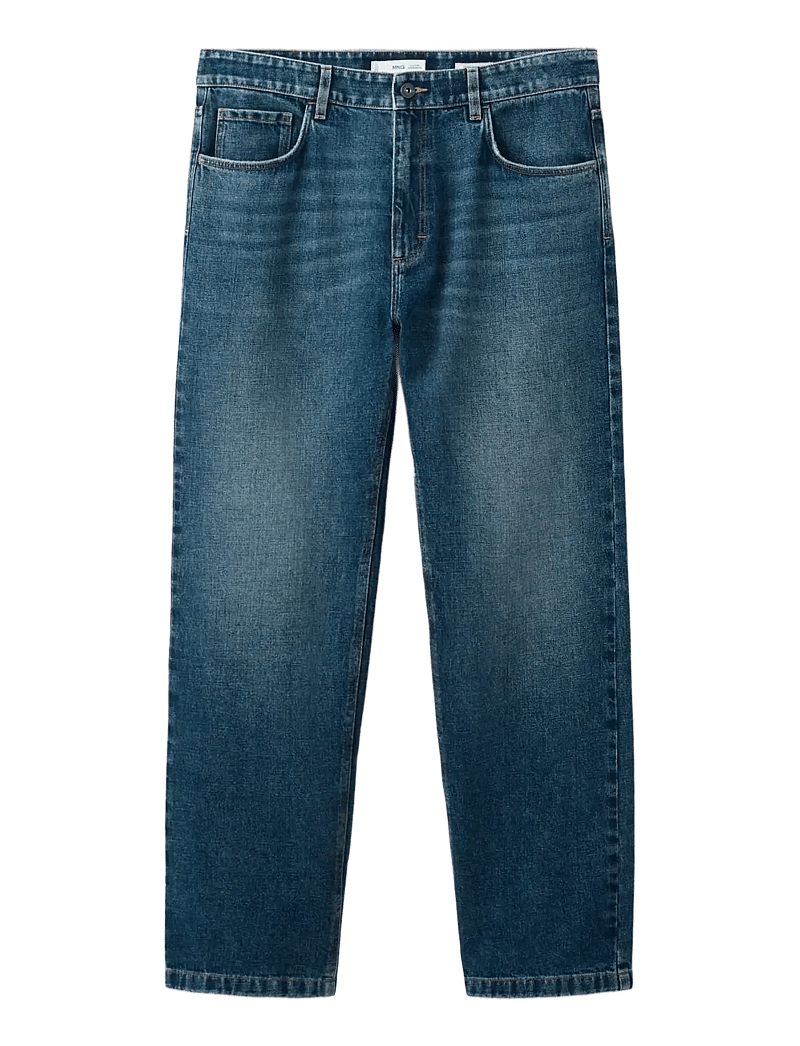 Mango - Straight fit cotton-linen jeans - regular jeans - open blue - 1