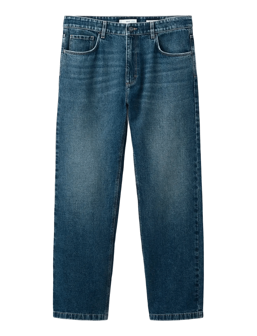 Mango - Straight fit cotton-linen jeans - regular jeans - open blue - 1