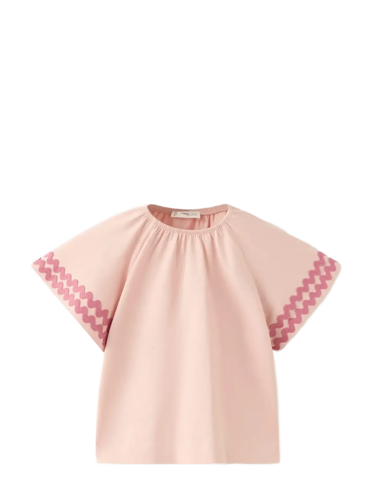 Mango Cotton t-shirt with contrasting trim - Kläder - PINK / pink/rose