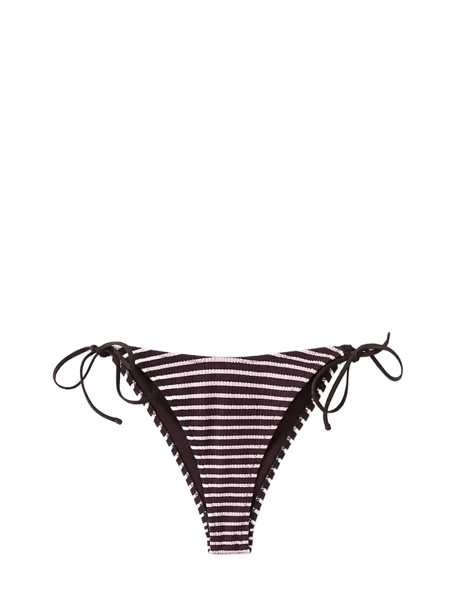 Mango - Cheeky ribbed striped bikini briefs - side tie bikinier - dark brown - 1