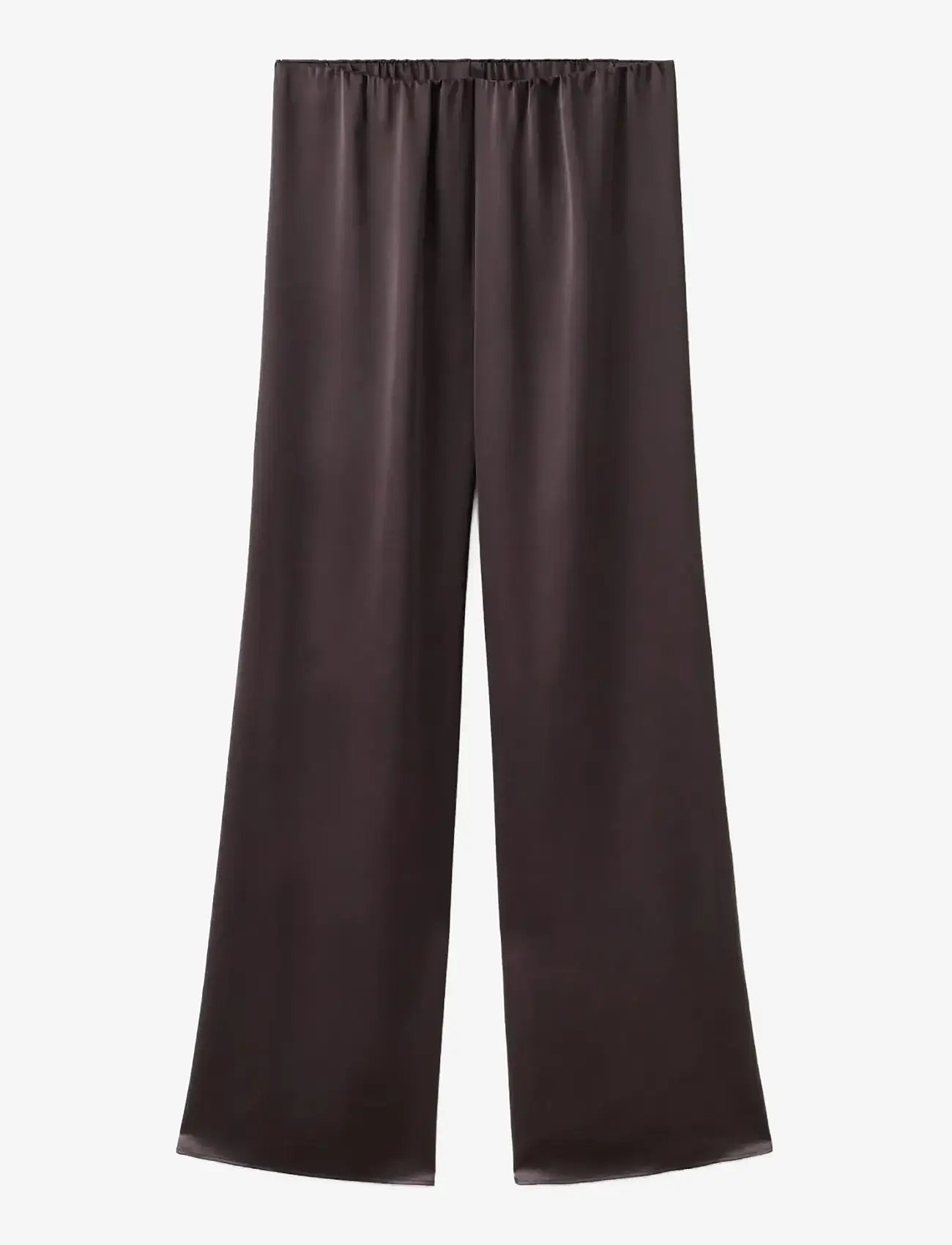 Mango - Satin straight-fit trousers - bukser med lige ben - dark brown - 1
