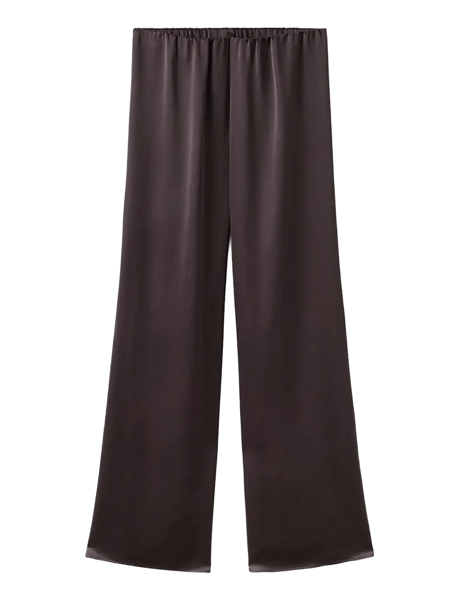 Mango - Satin straight-fit trousers - bukser med lige ben - dark brown - 1