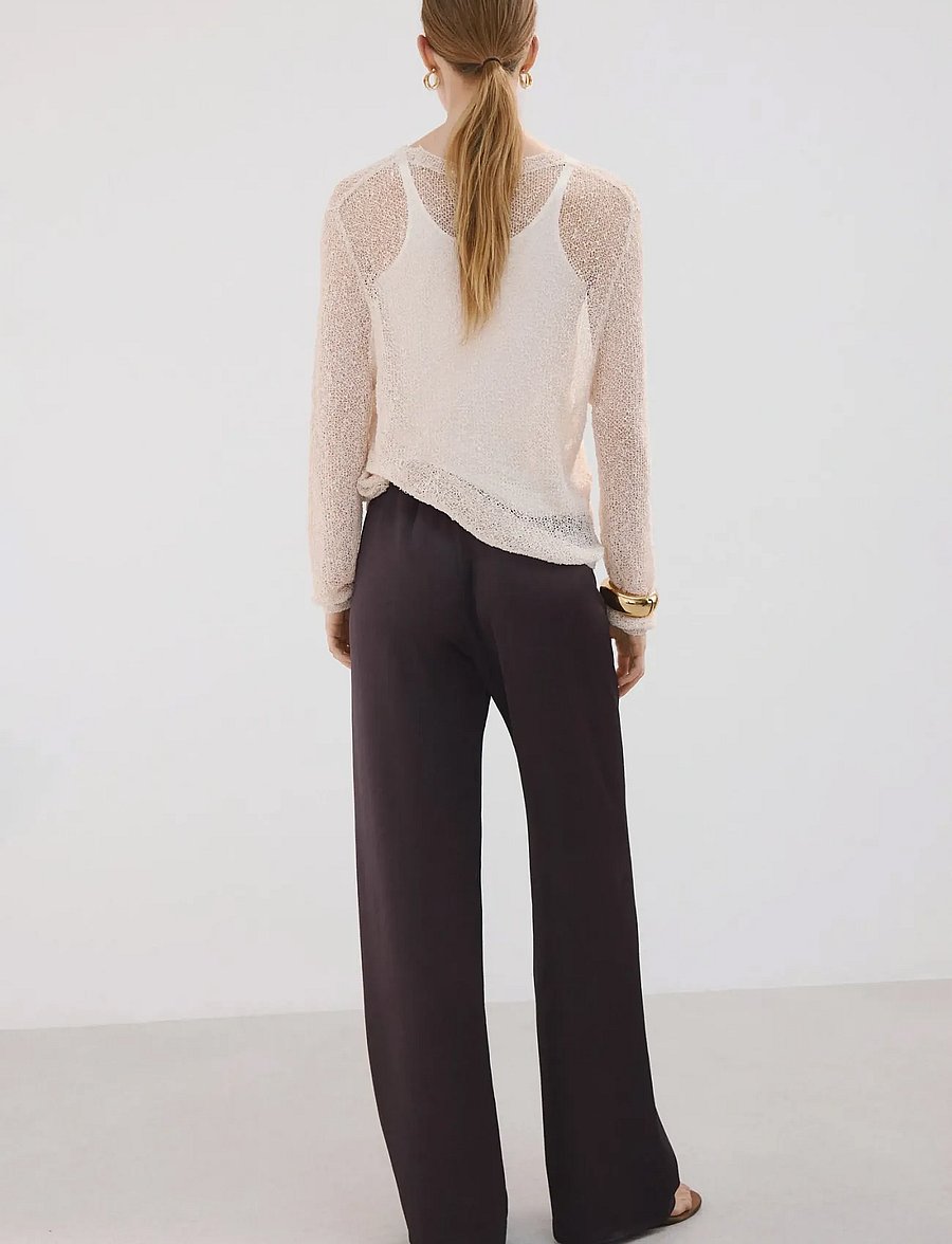 Mango - Satin straight-fit trousers - bukser med lige ben - dark brown - 2