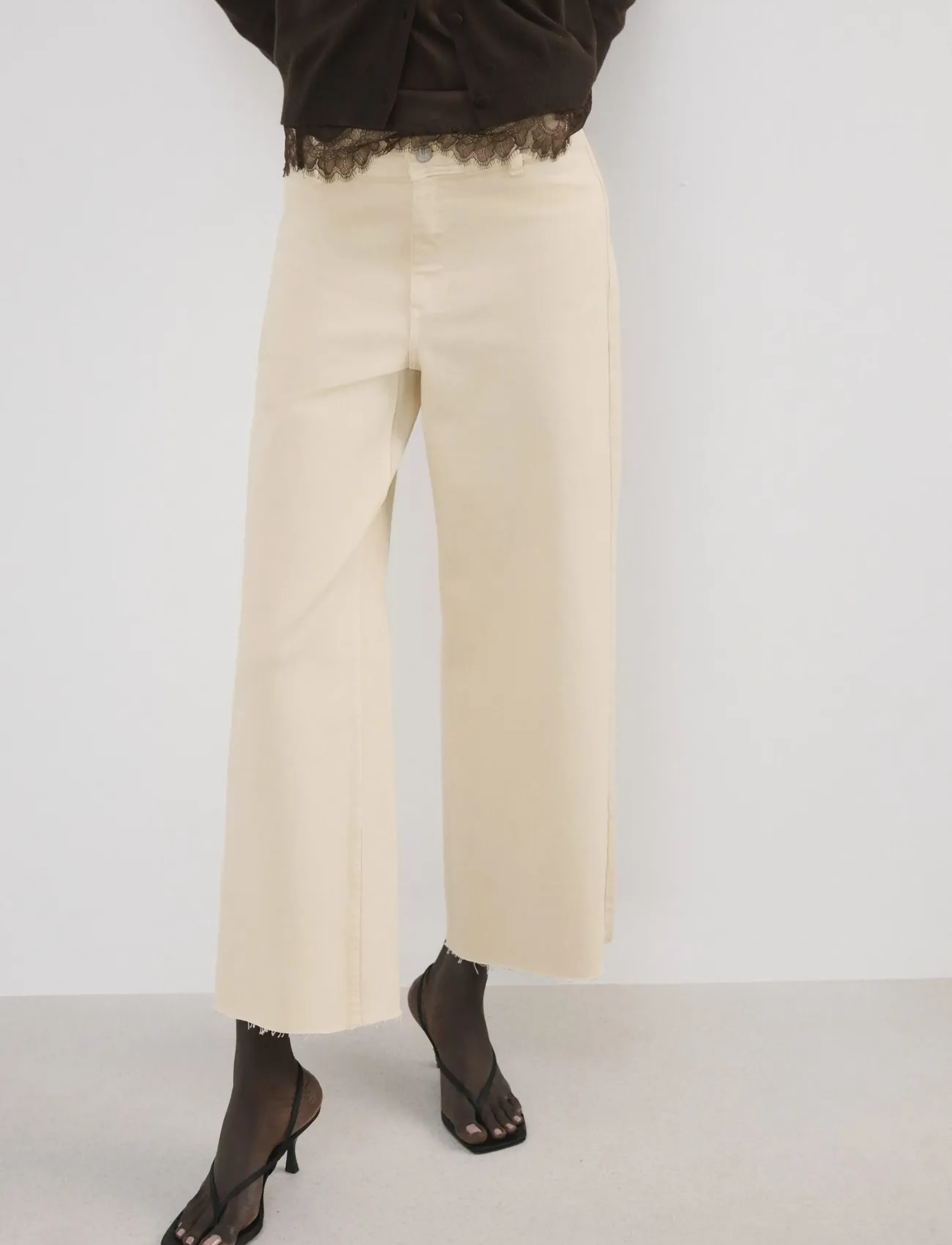 Mango Catherin Culotte High-Rise Jeans, 40, Cream, Bukser > Culottes, Dame