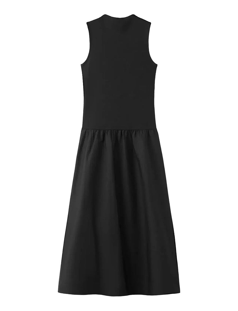 Mango - Contrast-bodice dress - midi kjoler - black - 1