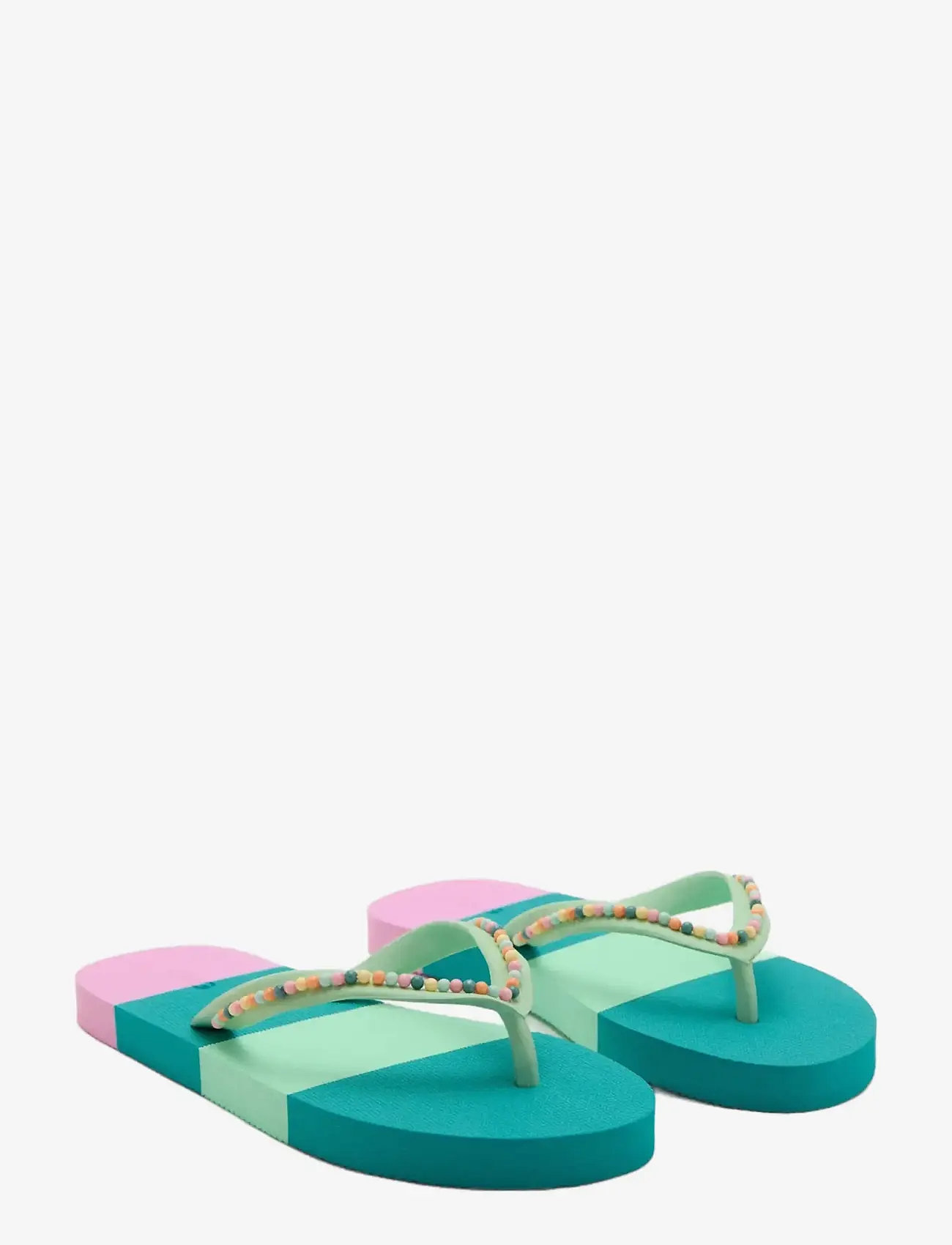 Mango - Multicoloured flip-flops with bead details - sandaler - green - 1
