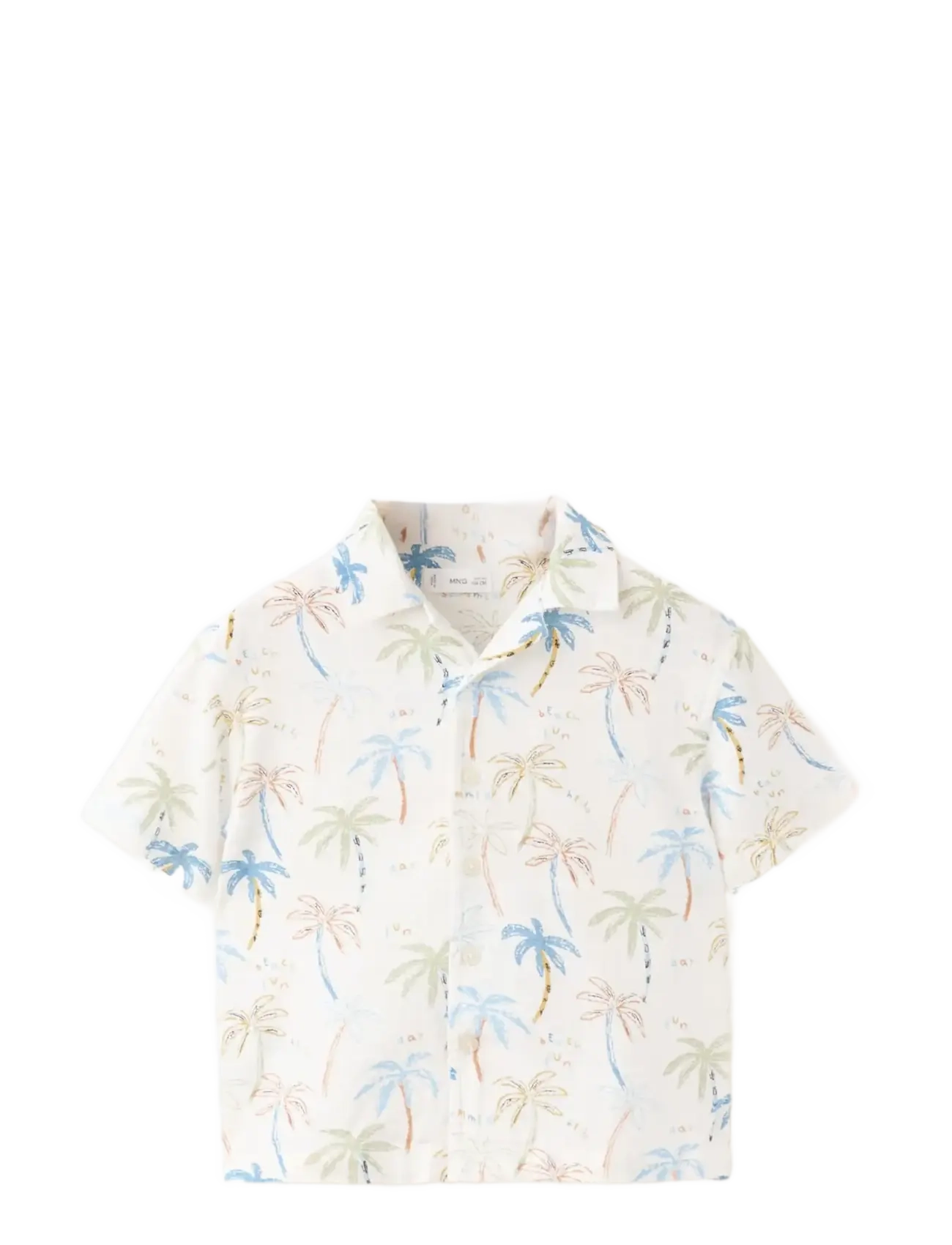MANGO Palm Trees Design Baumwolle Shirt Cream - 4-5 - Kinder