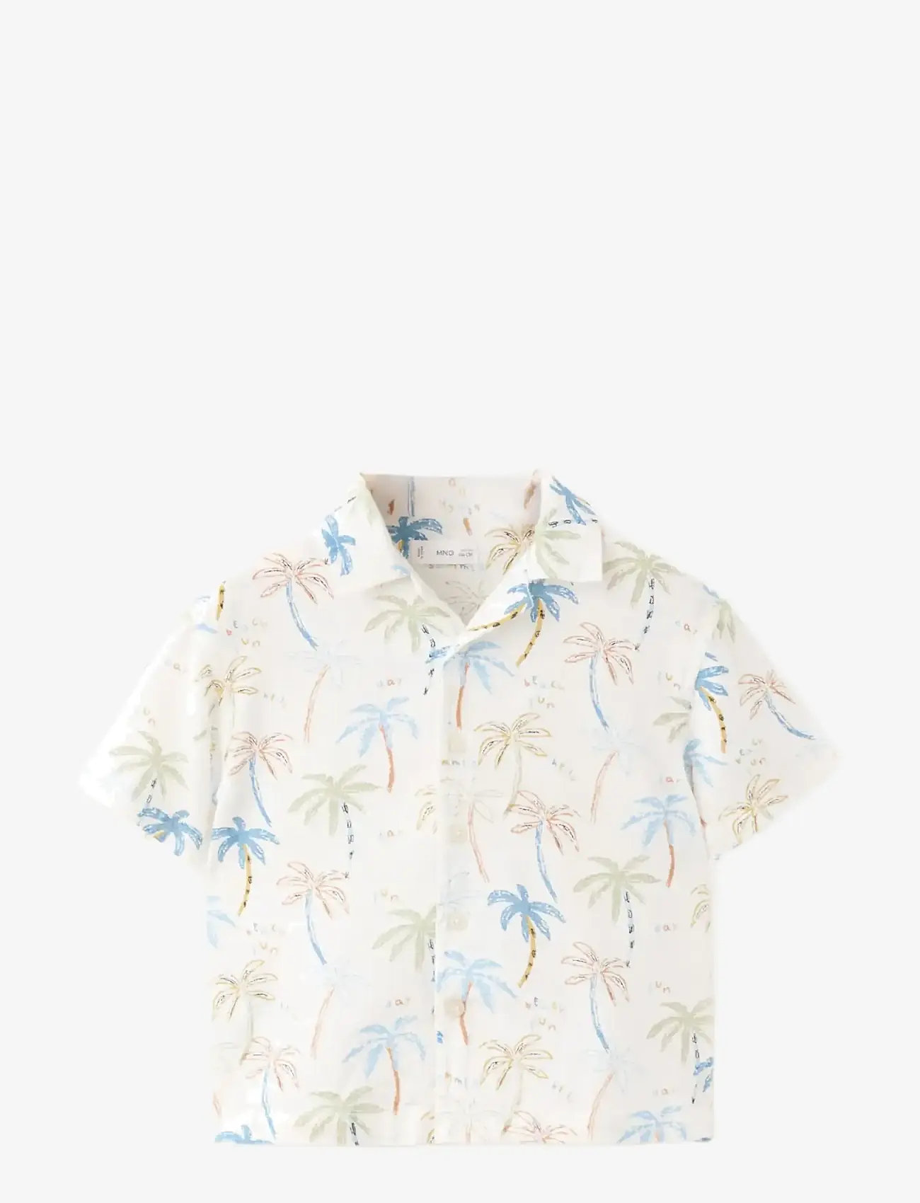 Mango - Palm trees design cotton shirt - kortærmede skjorter - natural white - 1