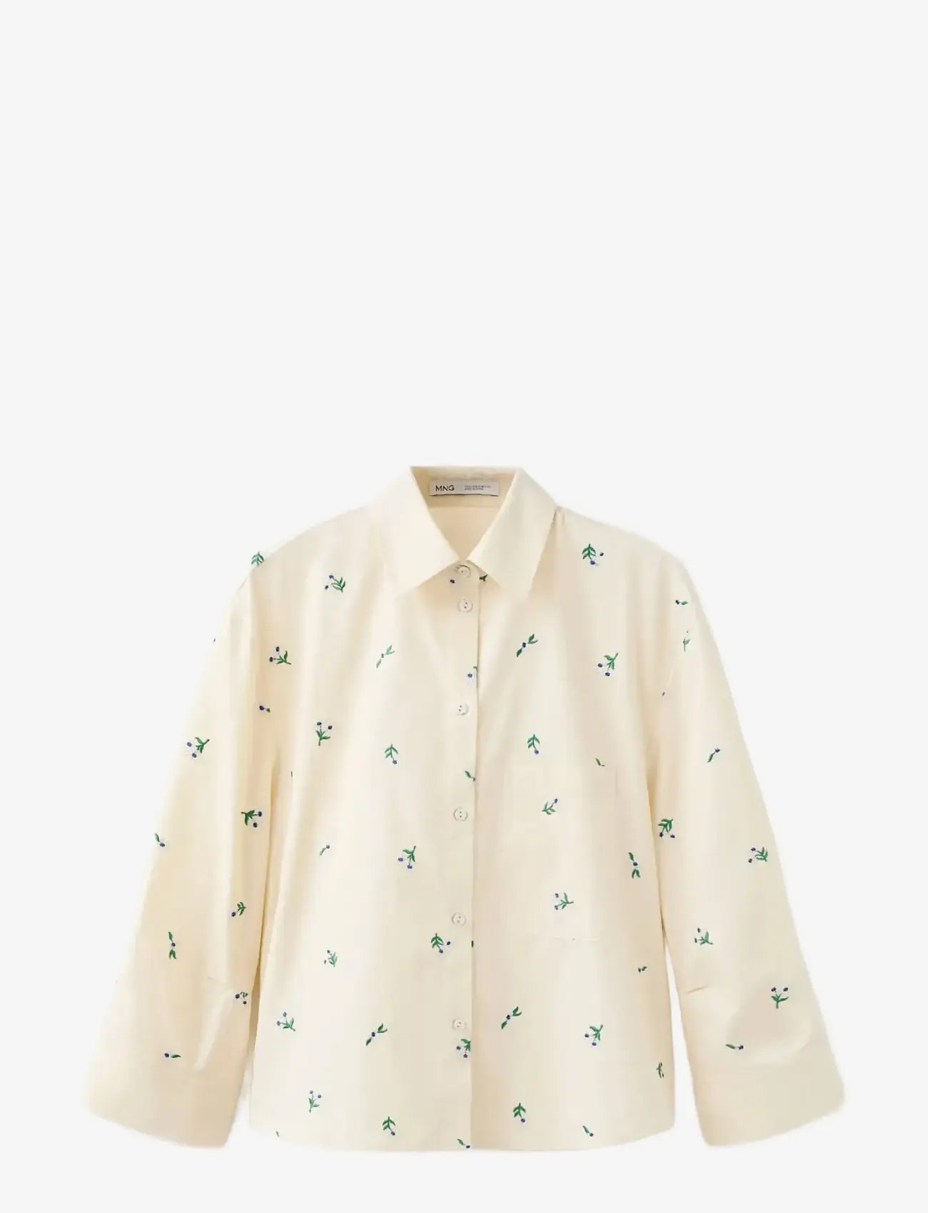 Mango - Embroidered cotton shirt - langærmede skjorter - yellow - 1