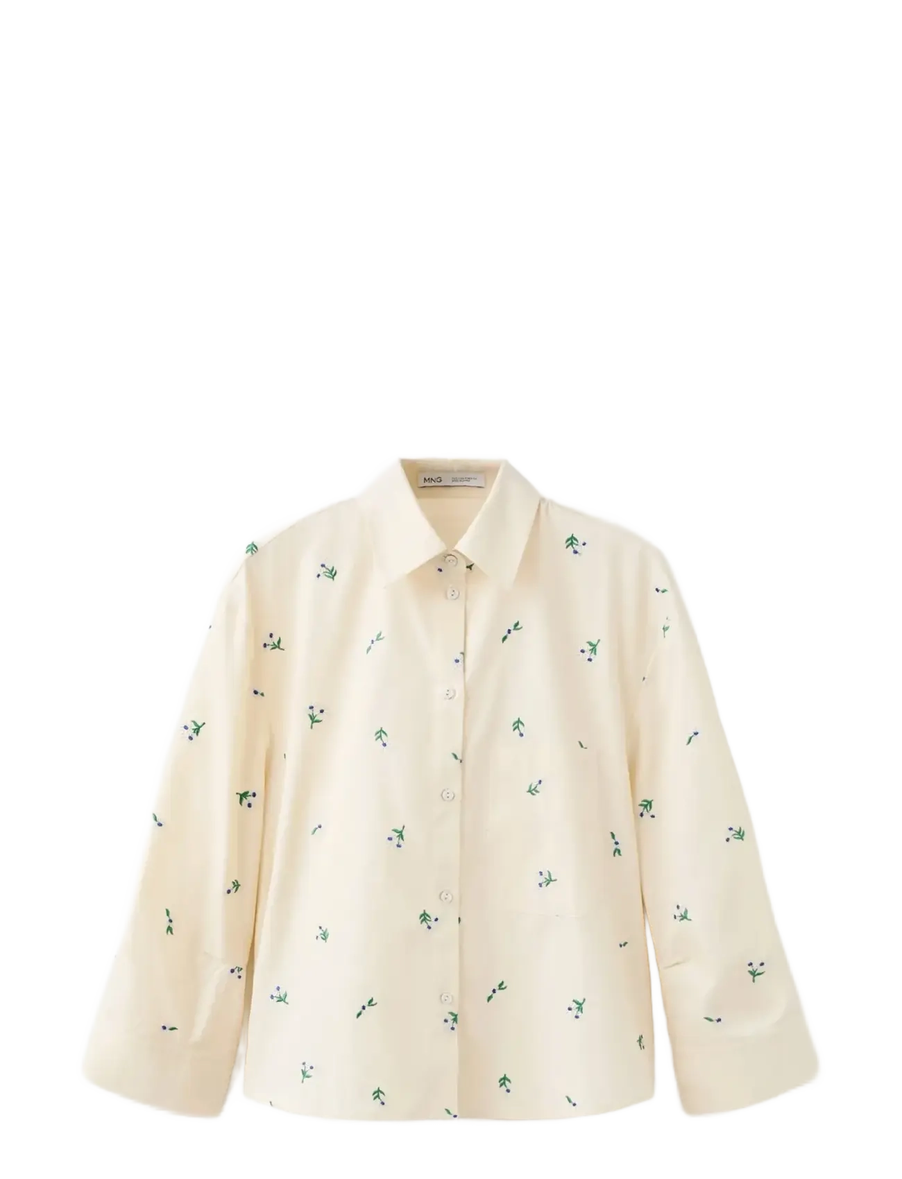 Mango Embroidered cotton shirt - Tøj - YELLOW / yellow