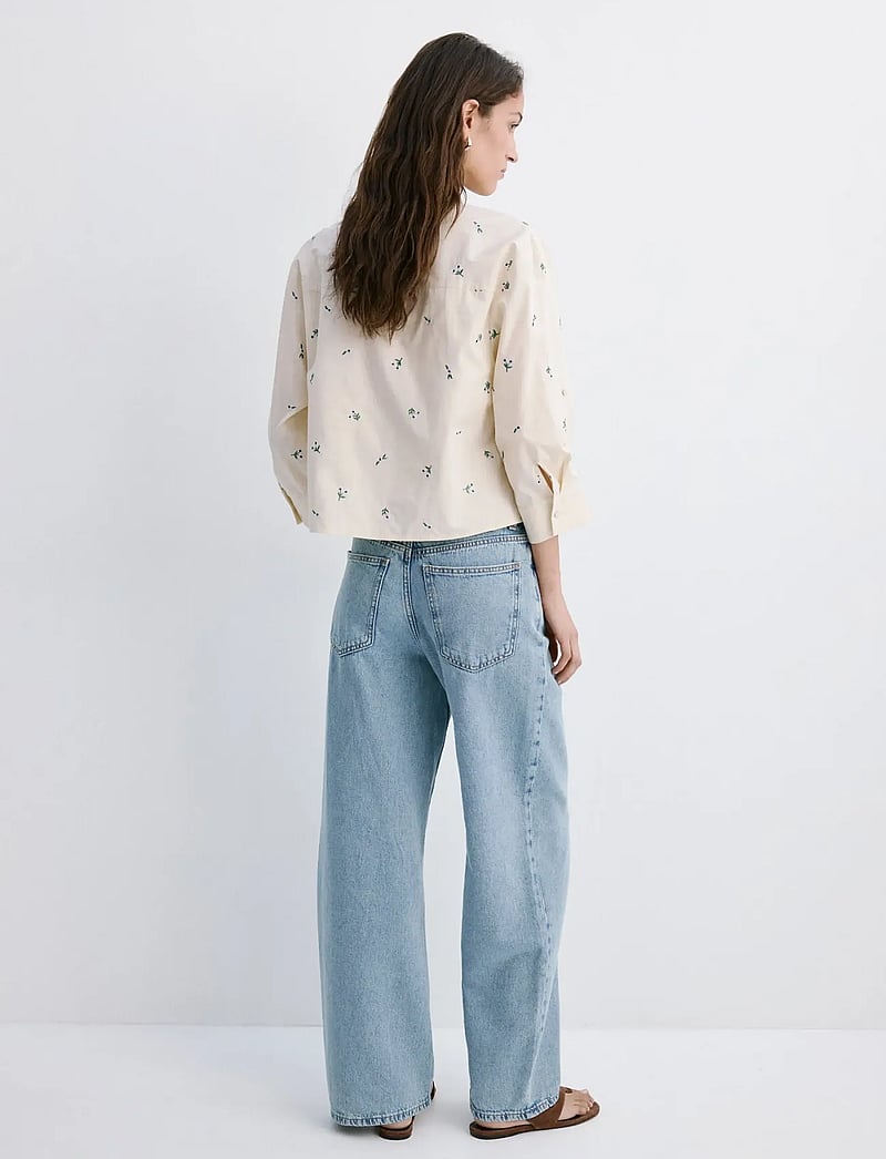 Mango - Embroidered cotton shirt - langærmede skjorter - yellow - 2