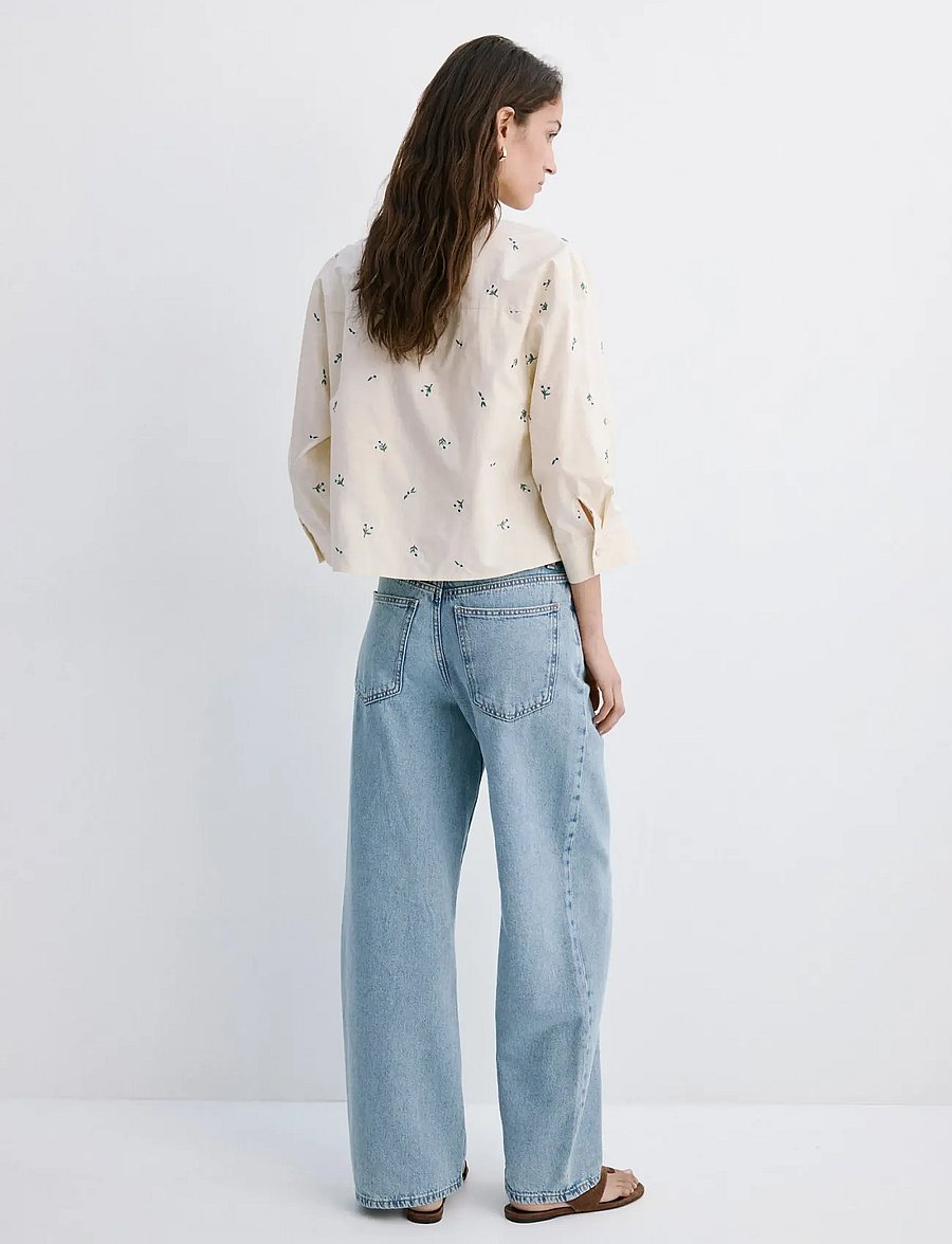 Mango - Embroidered cotton shirt - pitkähihaiset kauluspaidat - yellow - 2