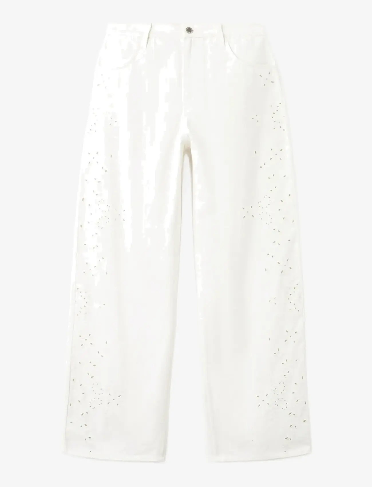 Mango - Embroidered cut-out balloon jeans - barrel jeans - white - 1
