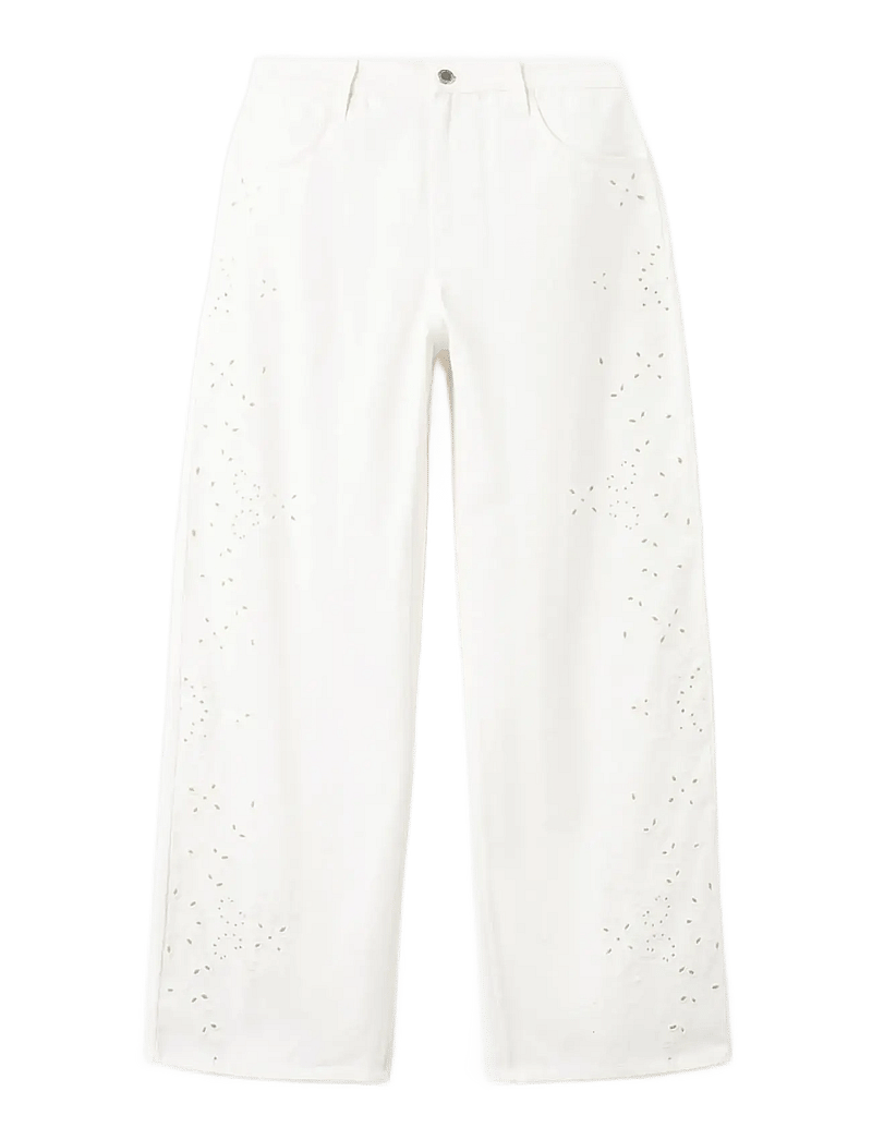 Mango - Embroidered cut-out balloon jeans - barrel jeans - white - 1