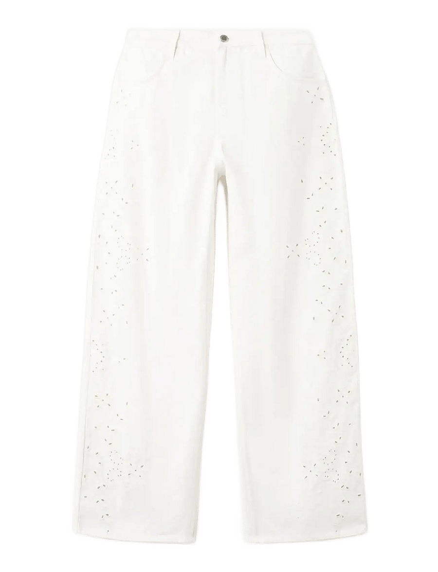 Mango - Embroidered cut-out balloon jeans - barrel jeans - white - 1