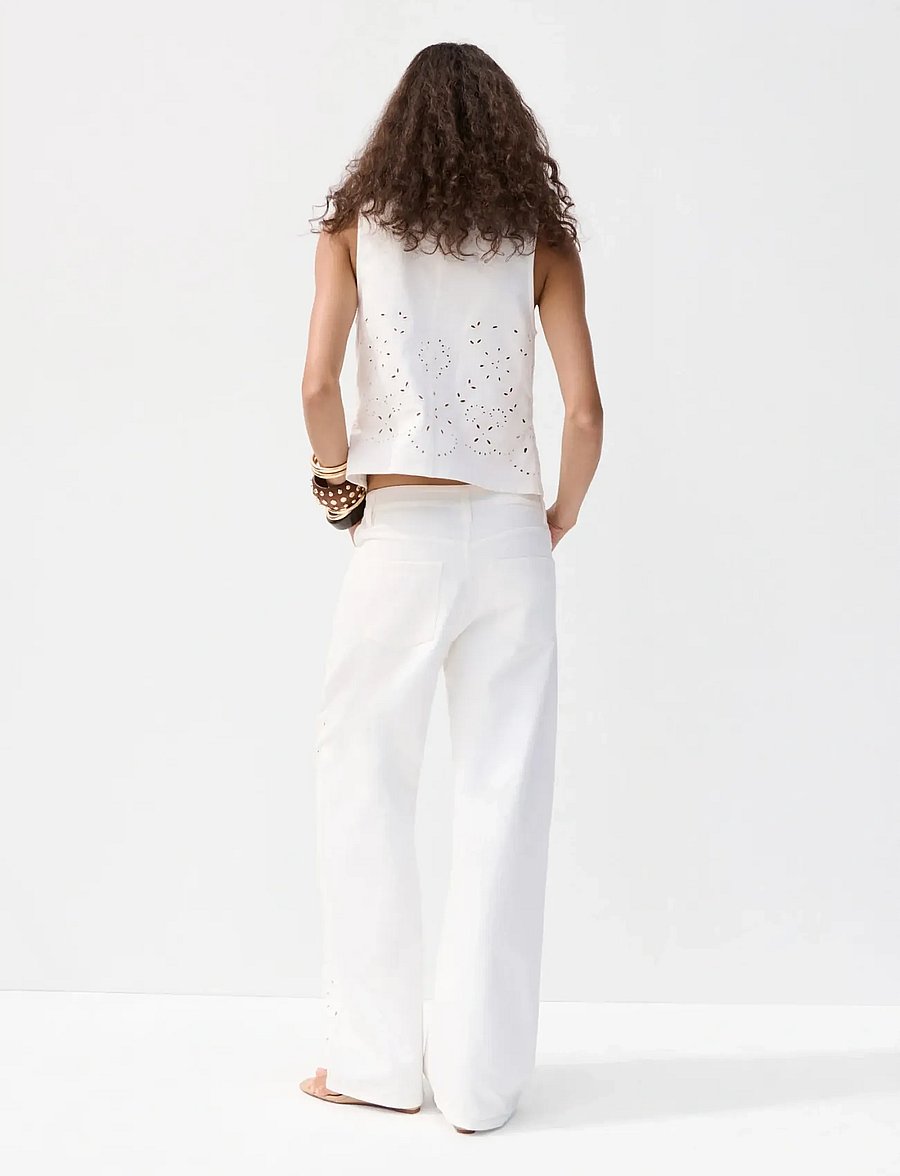 Mango - Embroidered cut-out balloon jeans - barrel jeans - white - 2