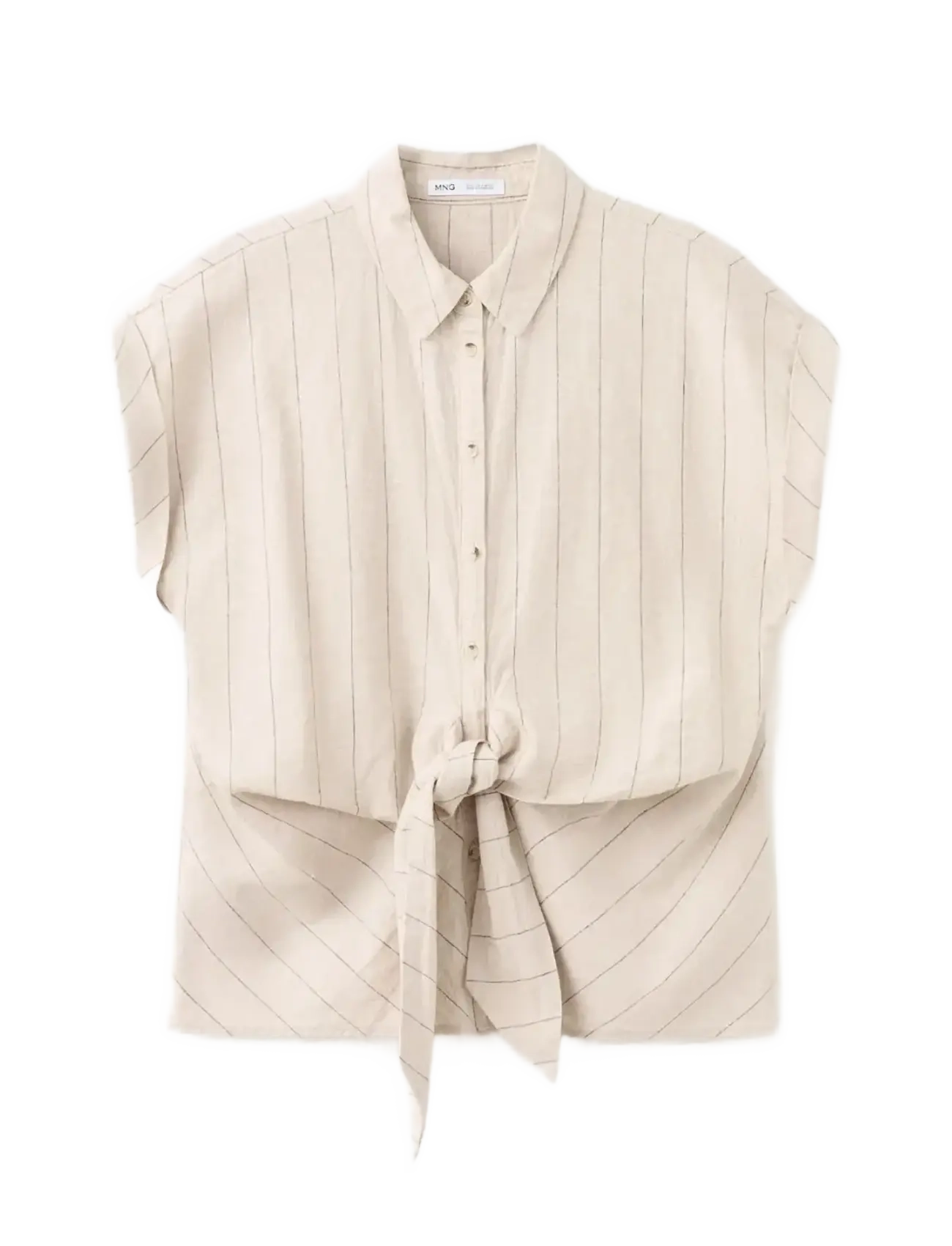 Mango - Linen pinstripe shirt - pellavakauluspaidat - brown - 1
