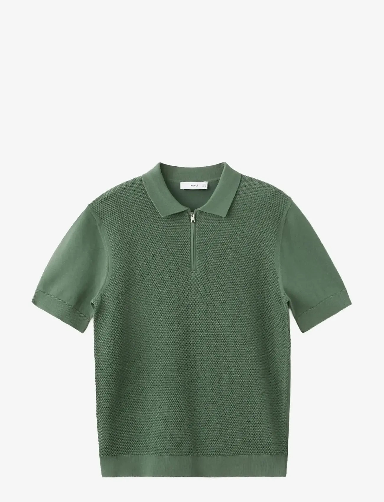 Mango - 100% cotton knitted polo structure - polostrik - green - 1