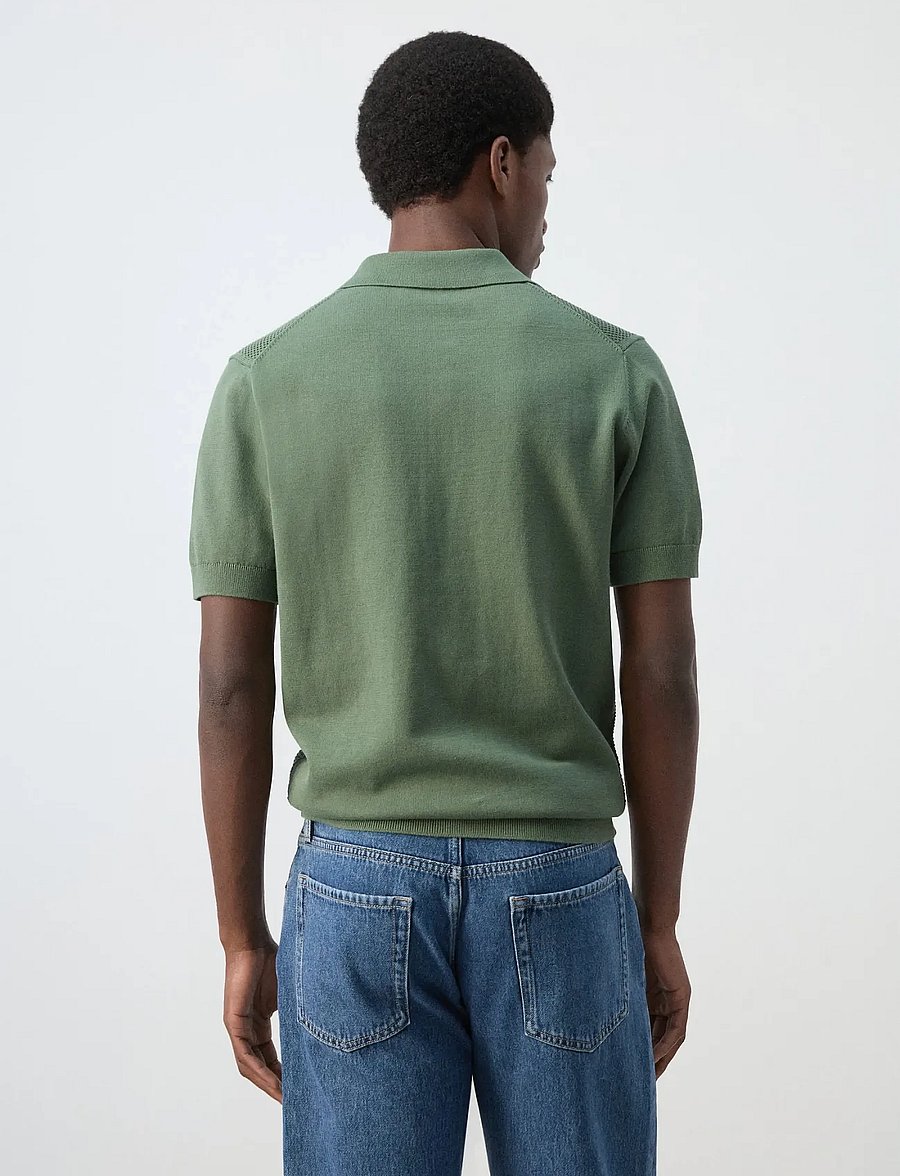 Mango - 100% cotton knitted polo structure - polostrik - green - 2